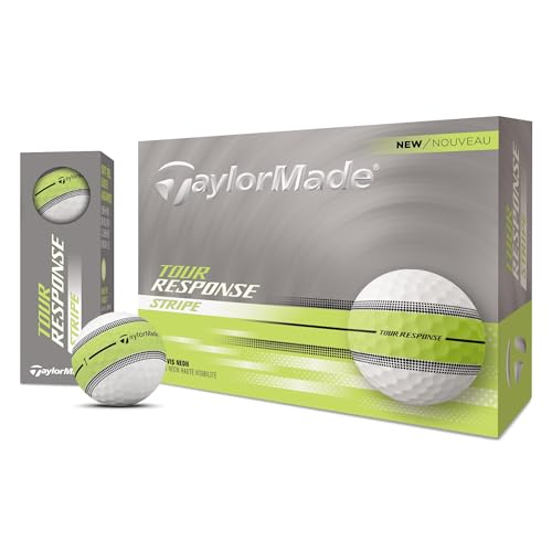 TaylorMade Tour Response Golf Balls, Enhanced 360° ClearPath Alignment, Speed Wrapped Core for Distance and Feel, Pack of 12