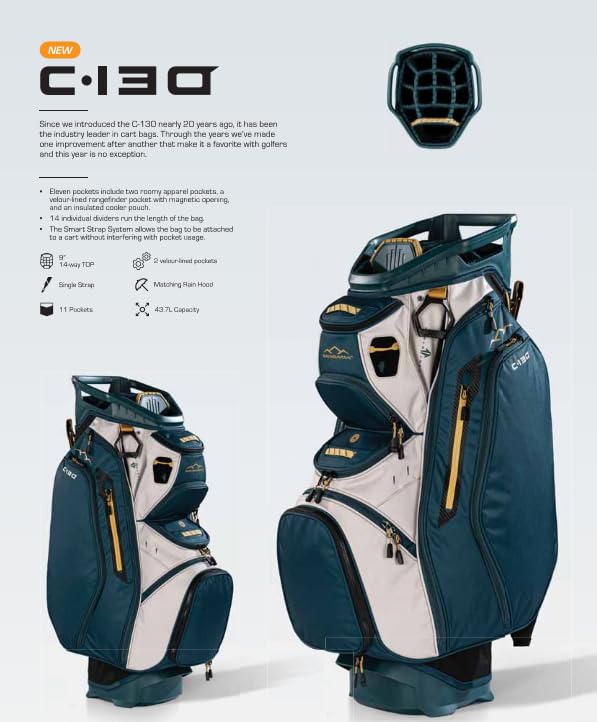 Sun Mountain Men's C130 Lightweight Cart Golf Bag 14-Way Top - 2026 Model