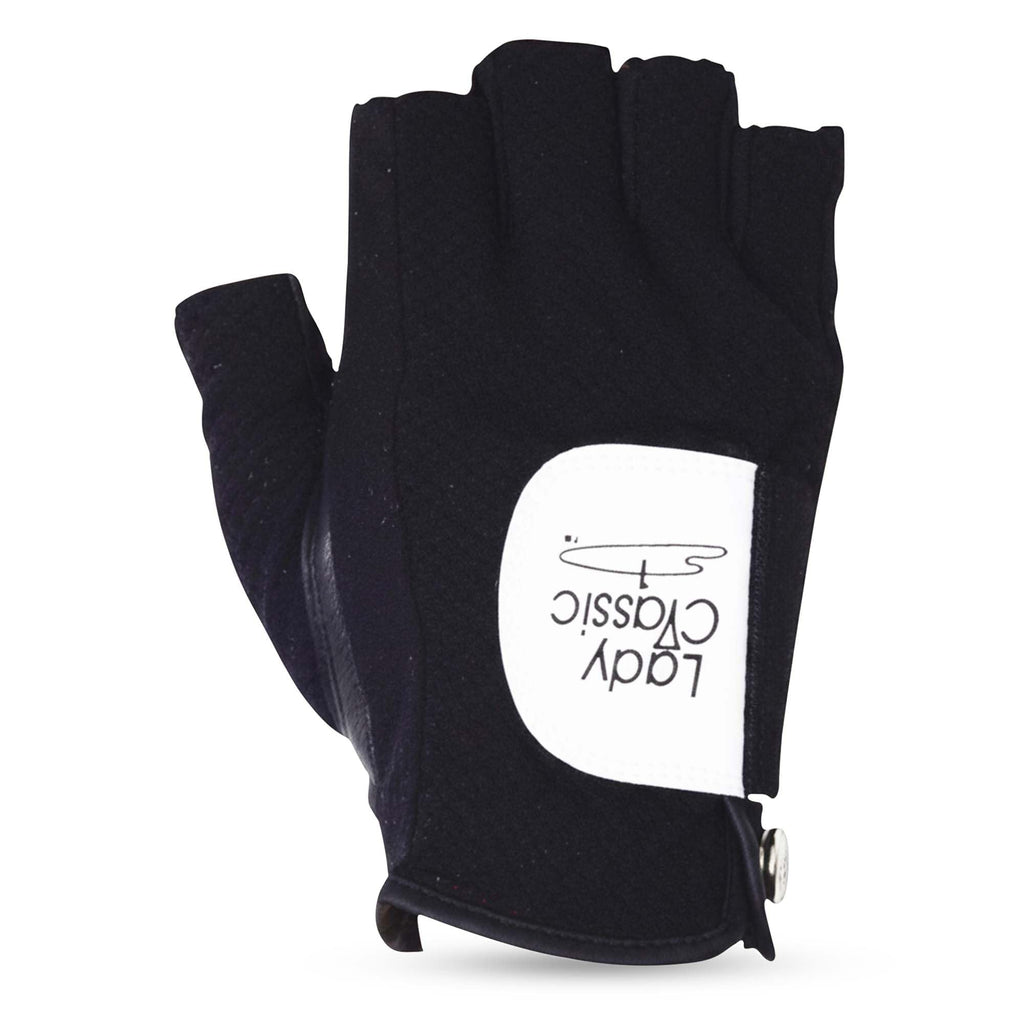 Mesh Half Golf Glove for Women – Premium Cabretta Leather Palm, Breathable Mesh Back, Half-Finger Design Ladies Golf Glove for Enhanced Grip & Comfort
