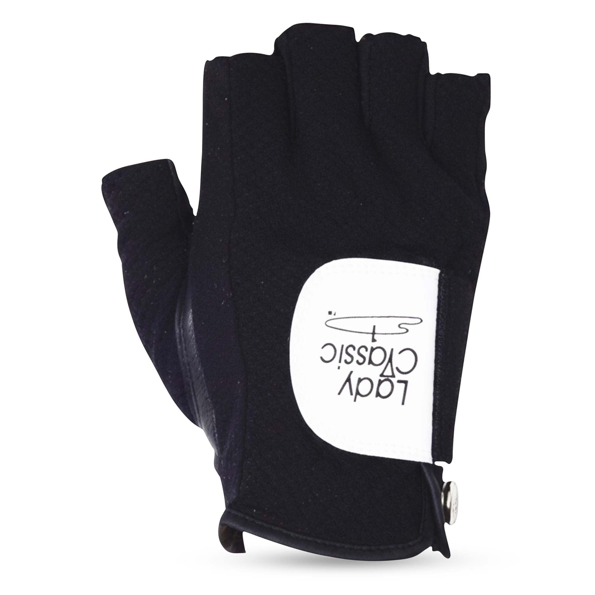 Mesh Half Golf Glove for Women – Premium Cabretta Leather Palm, Breathable Mesh Back, Half-Finger Design Ladies Golf Glove for Enhanced Grip & Comfort