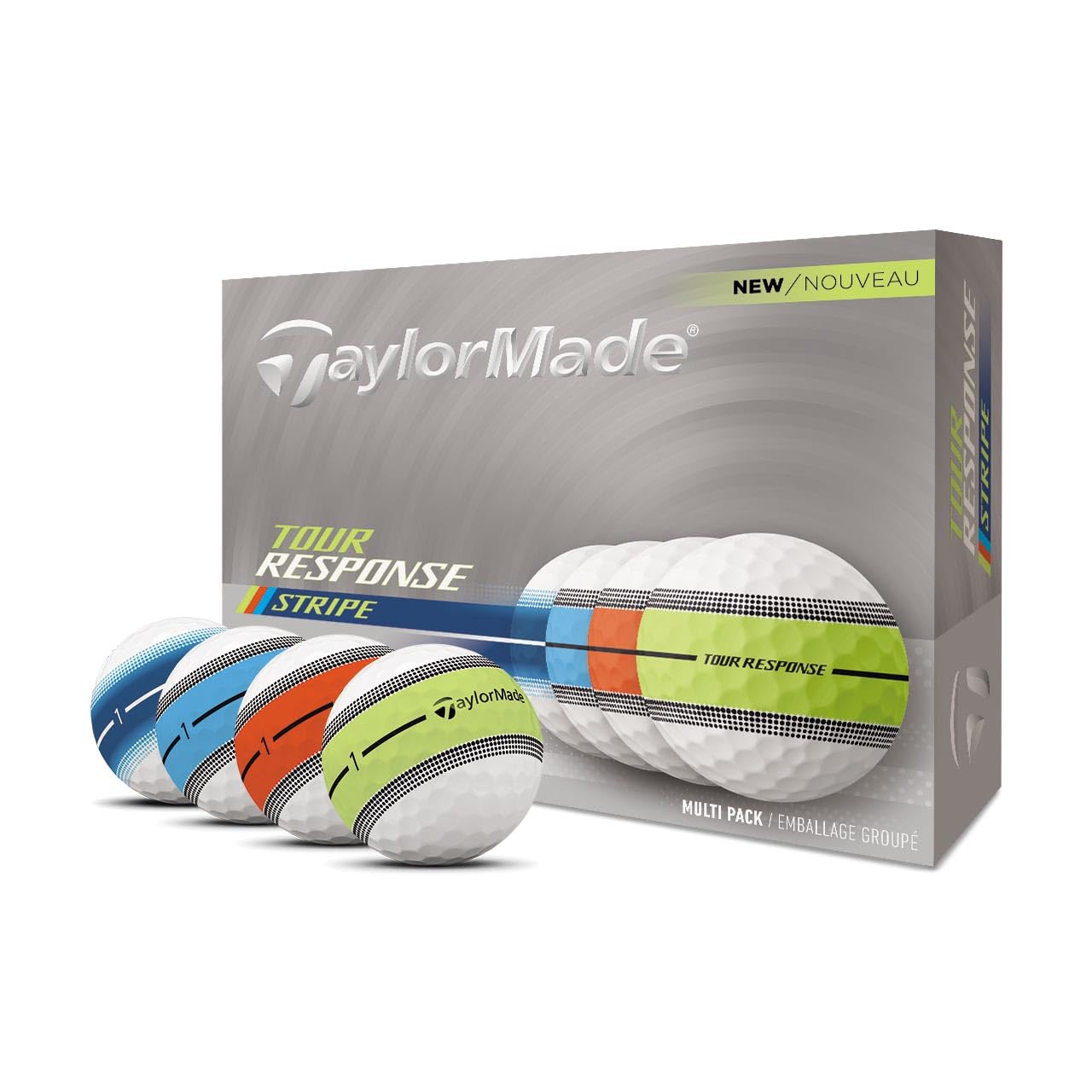 TaylorMade Tour Response Golf Balls, Enhanced 360° ClearPath Alignment, Speed Wrapped Core for Distance and Feel, Pack of 12