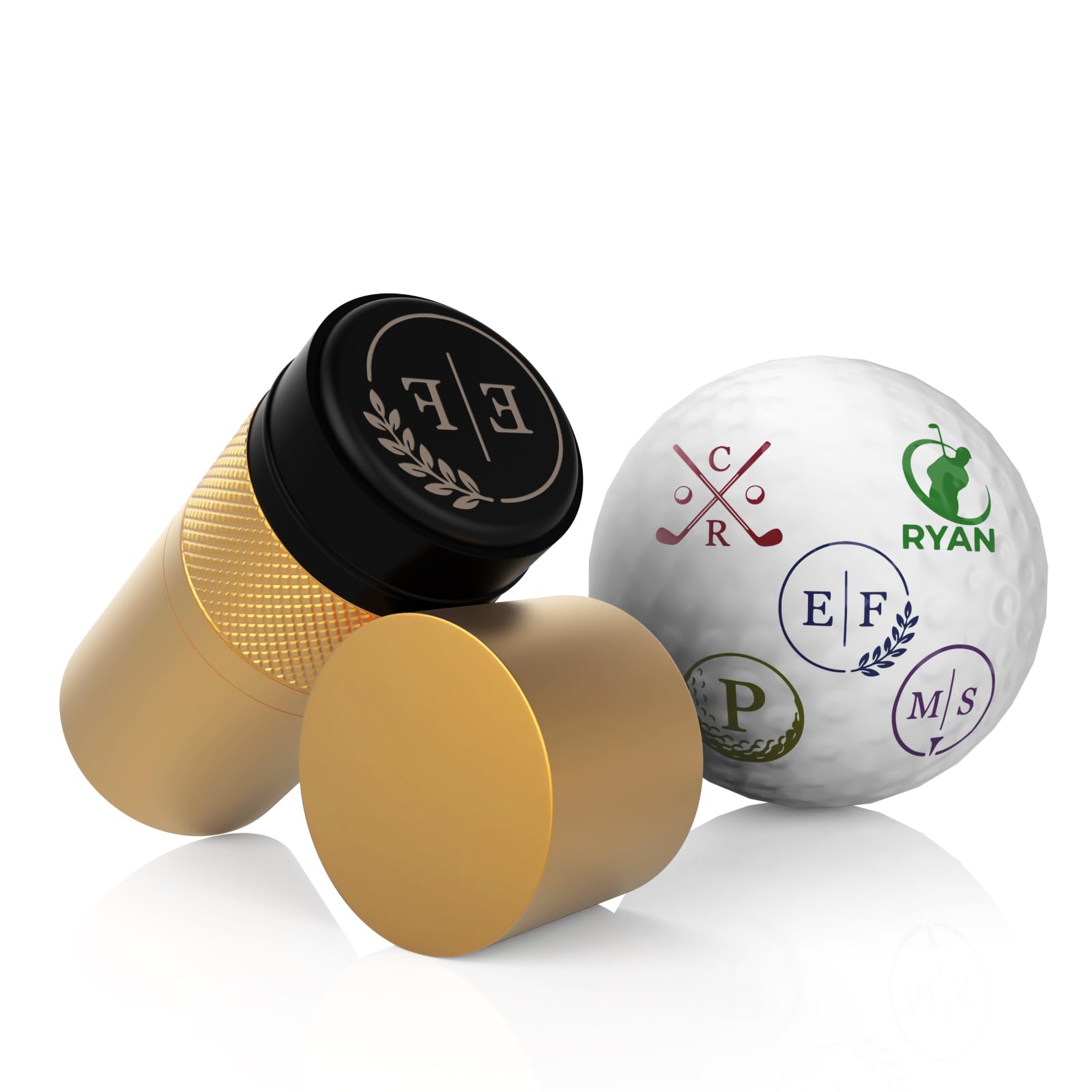 Personalized Golf Ball Stamp Marker, Custom Large 17mm Logo Stamper, Reusable Waterproof Aluminum Golf Ball Marking Tool, Unique Golf Accessories Gift for Men Golfer,Dad,Husband (Green)