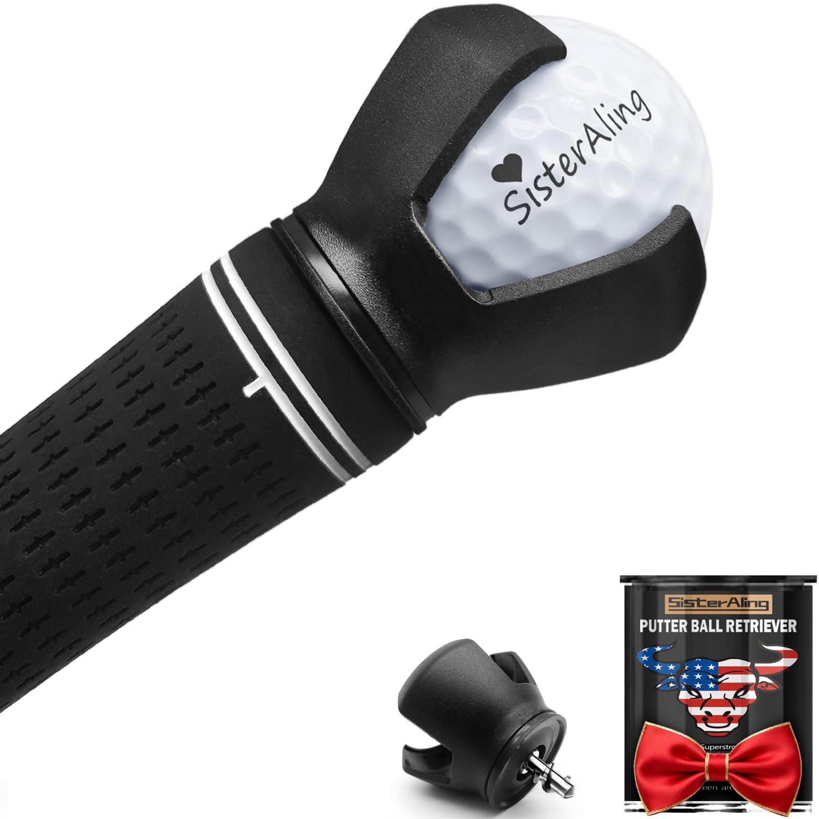 3-Prong Golf Ball Retriever Grabber Pick Up,Back Saver Claw Put On Putter Grip,Suction Cup Ball Grabber,Sucker for Golf Screws Tool