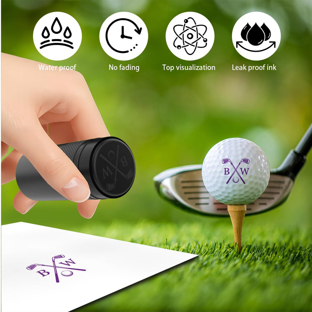 Personalized Golf Ball Stamp Marker, Custom Large 17mm Logo Stamper, Reusable Waterproof Aluminum Golf Ball Marking Tool, Unique Golf Accessories Gift for Men Golfer,Dad,Husband (Green)