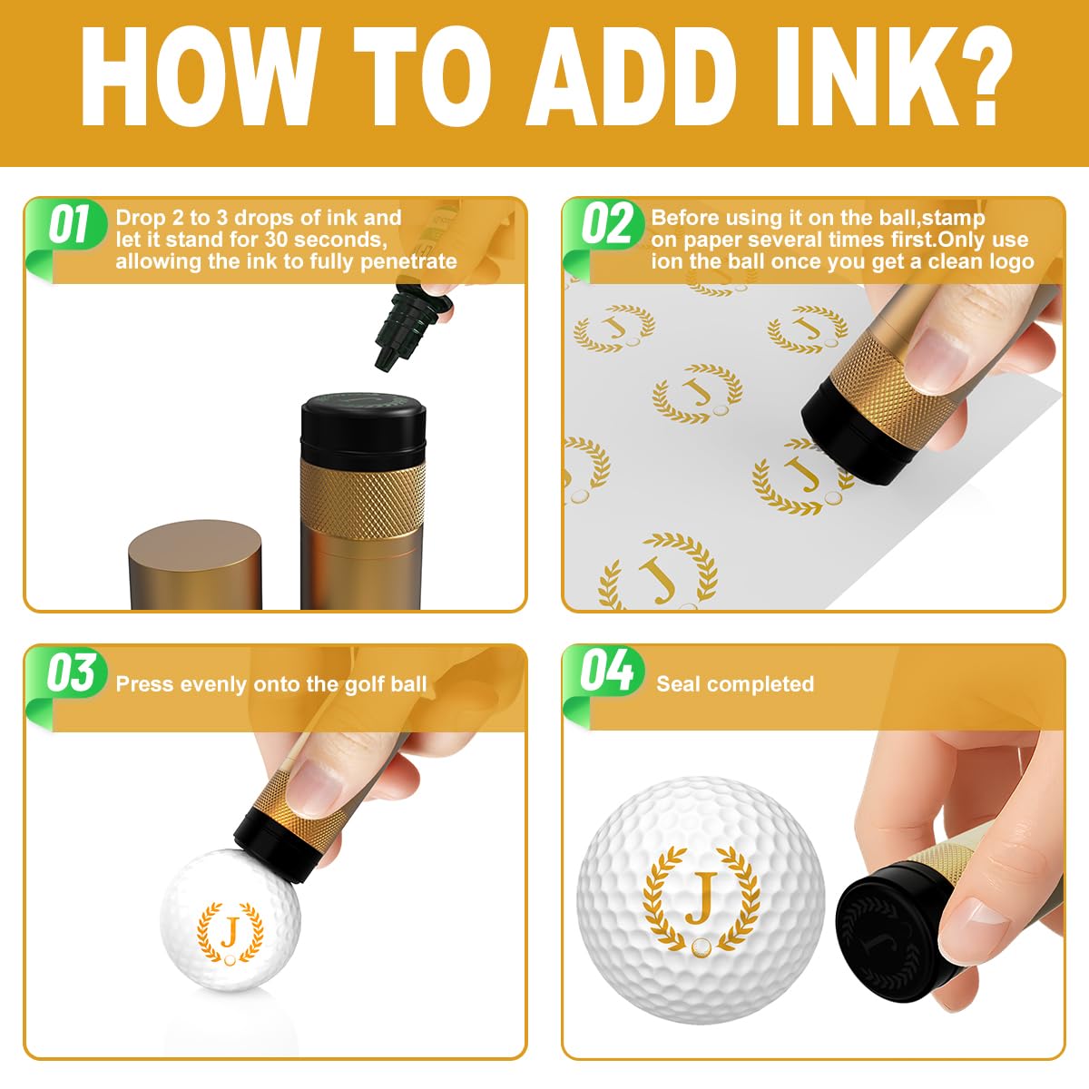 Personalized Golf Ball Stamp Marker, Custom Large 17mm Logo Stamper, Reusable Waterproof Aluminum Golf Ball Marking Tool, Unique Golf Accessories Gift for Men Golfer,Dad,Husband (Green)