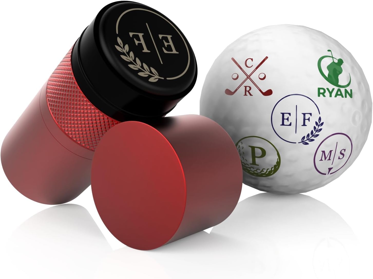Personalized Golf Ball Stamp Marker, Custom Large 17mm Logo Stamper, Reusable Waterproof Aluminum Golf Ball Marking Tool, Unique Golf Accessories Gift for Men Golfer,Dad,Husband (Green)