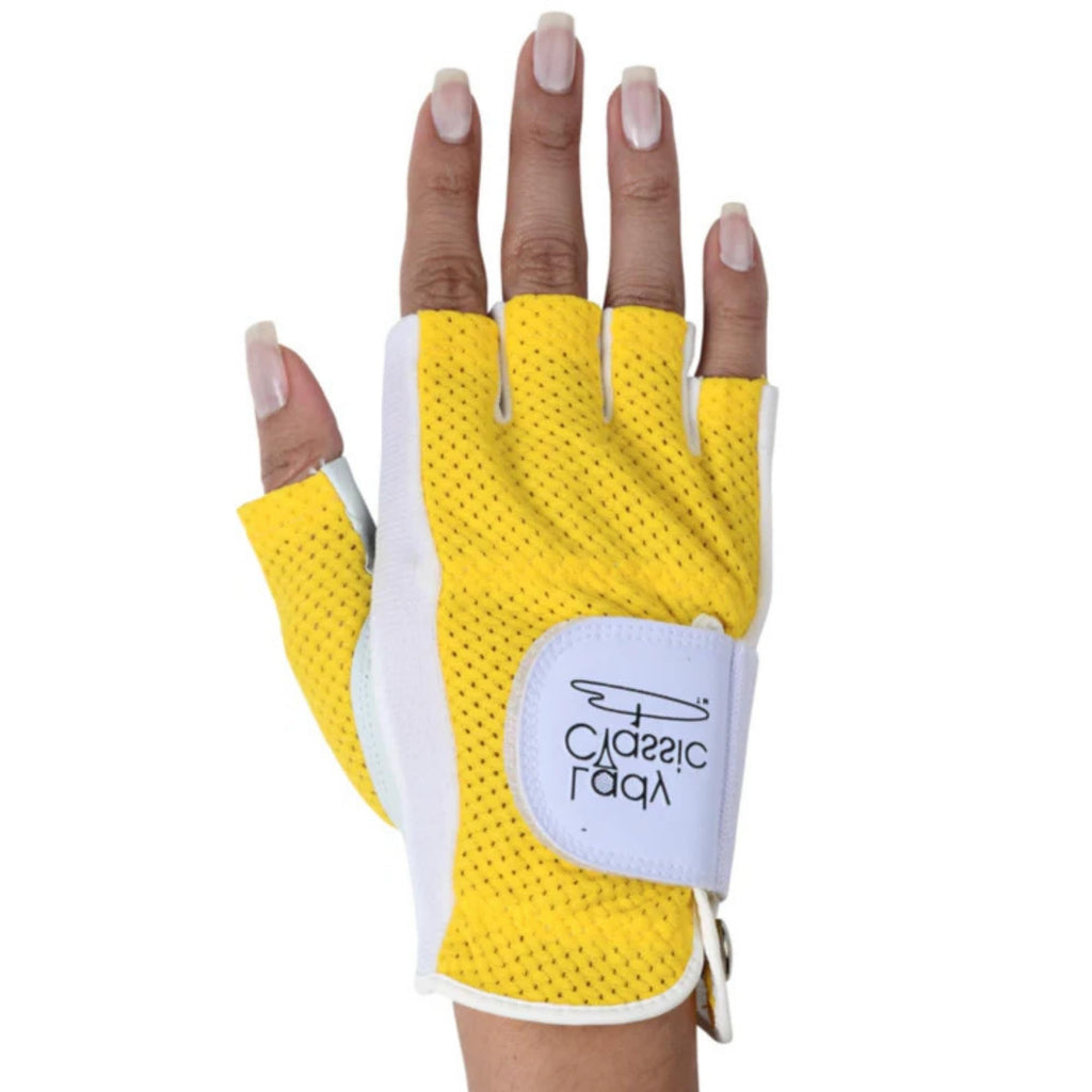Mesh Half Golf Glove for Women – Premium Cabretta Leather Palm, Breathable Mesh Back, Half-Finger Design Ladies Golf Glove for Enhanced Grip & Comfort
