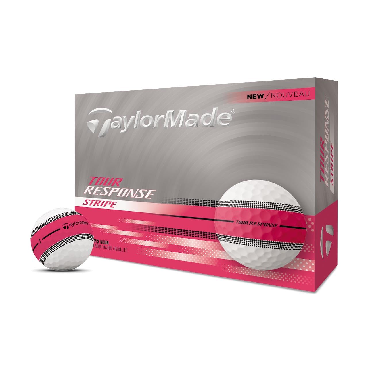 TaylorMade Tour Response Golf Balls, Enhanced 360° ClearPath Alignment, Speed Wrapped Core for Distance and Feel, Pack of 12
