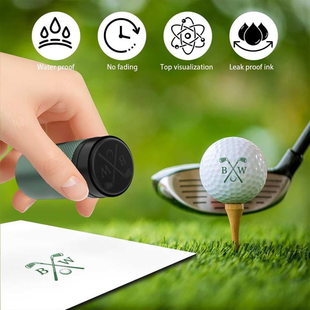 Personalized Golf Ball Stamp Marker, Custom Large 17mm Logo Stamper, Reusable Waterproof Aluminum Golf Ball Marking Tool, Unique Golf Accessories Gift for Men Golfer,Dad,Husband (Green)