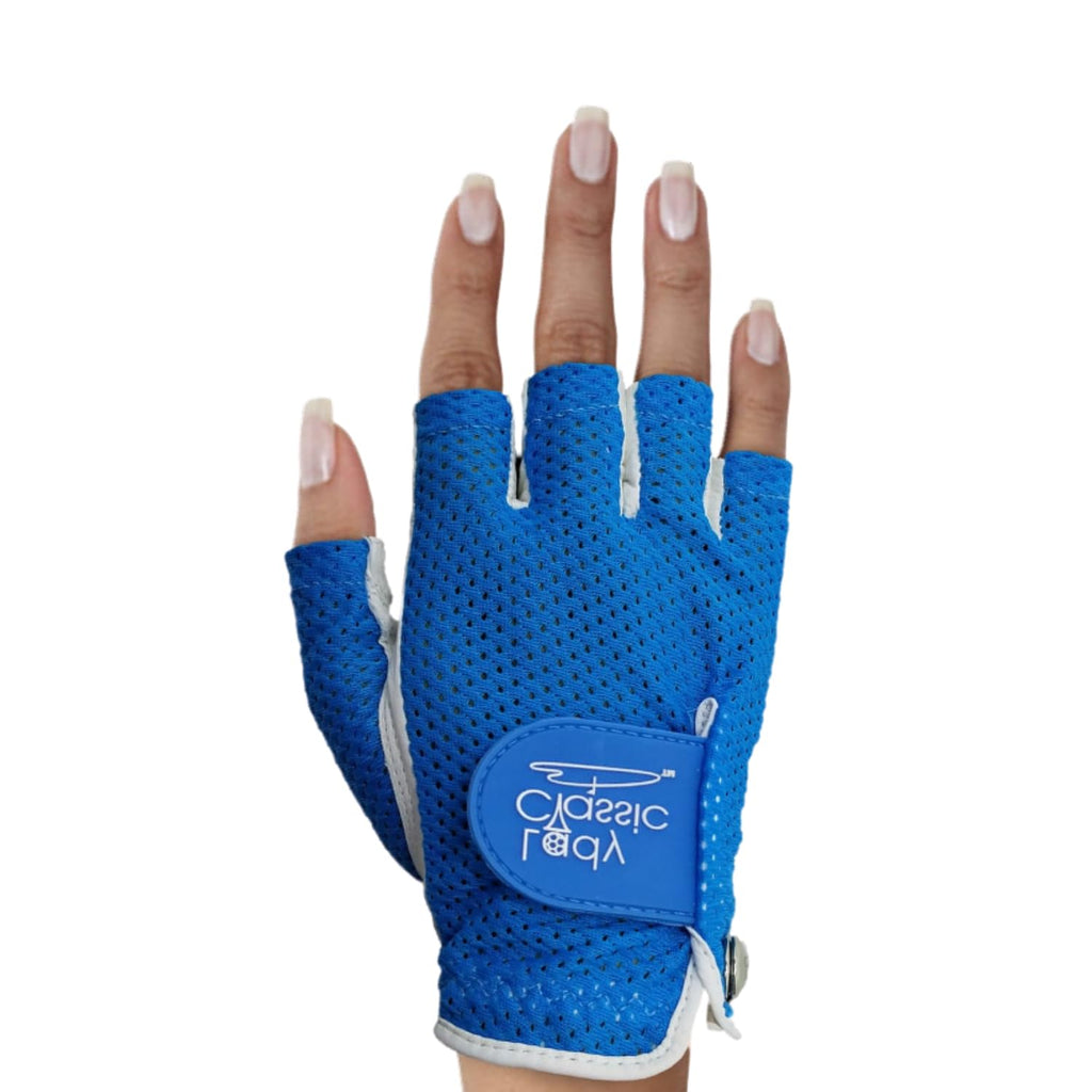 Mesh Half Golf Glove for Women – Premium Cabretta Leather Palm, Breathable Mesh Back, Half-Finger Design Ladies Golf Glove for Enhanced Grip & Comfort