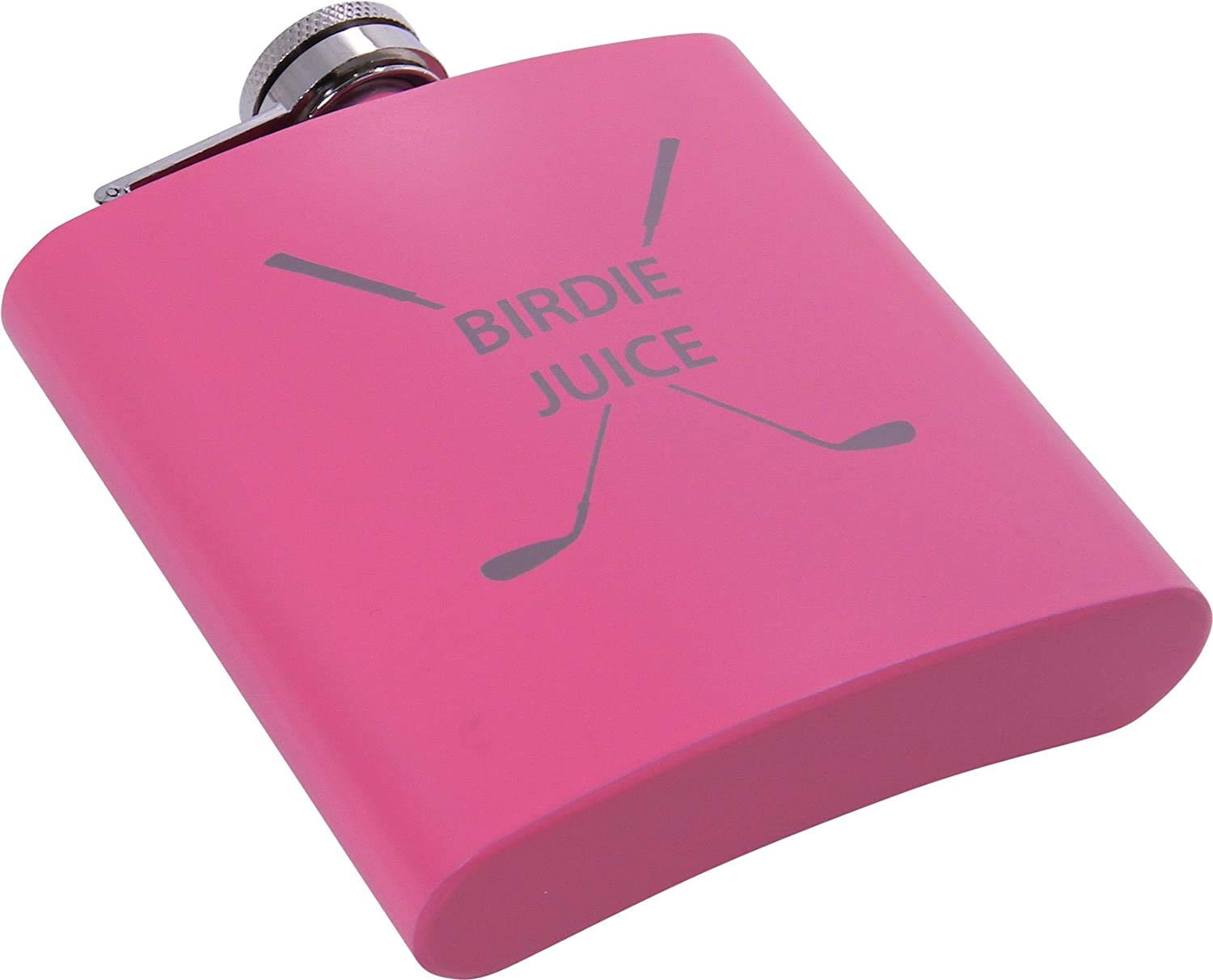 Birdie Juice Flask, Funnel, Shot Glasses, and Gift Box - Golfing Birdie Juice Hip Stainless Steel Metal Matte 6-Ounce Golf Bag Flask (Pink)