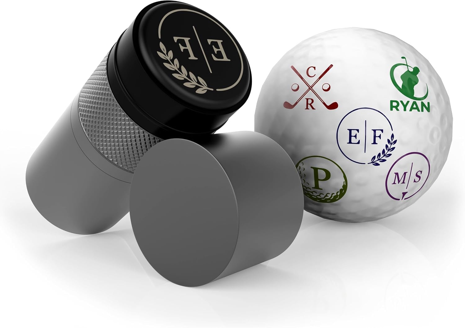 Personalized Golf Ball Stamp Marker, Custom Large 17mm Logo Stamper, Reusable Waterproof Aluminum Golf Ball Marking Tool, Unique Golf Accessories Gift for Men Golfer,Dad,Husband (Green)