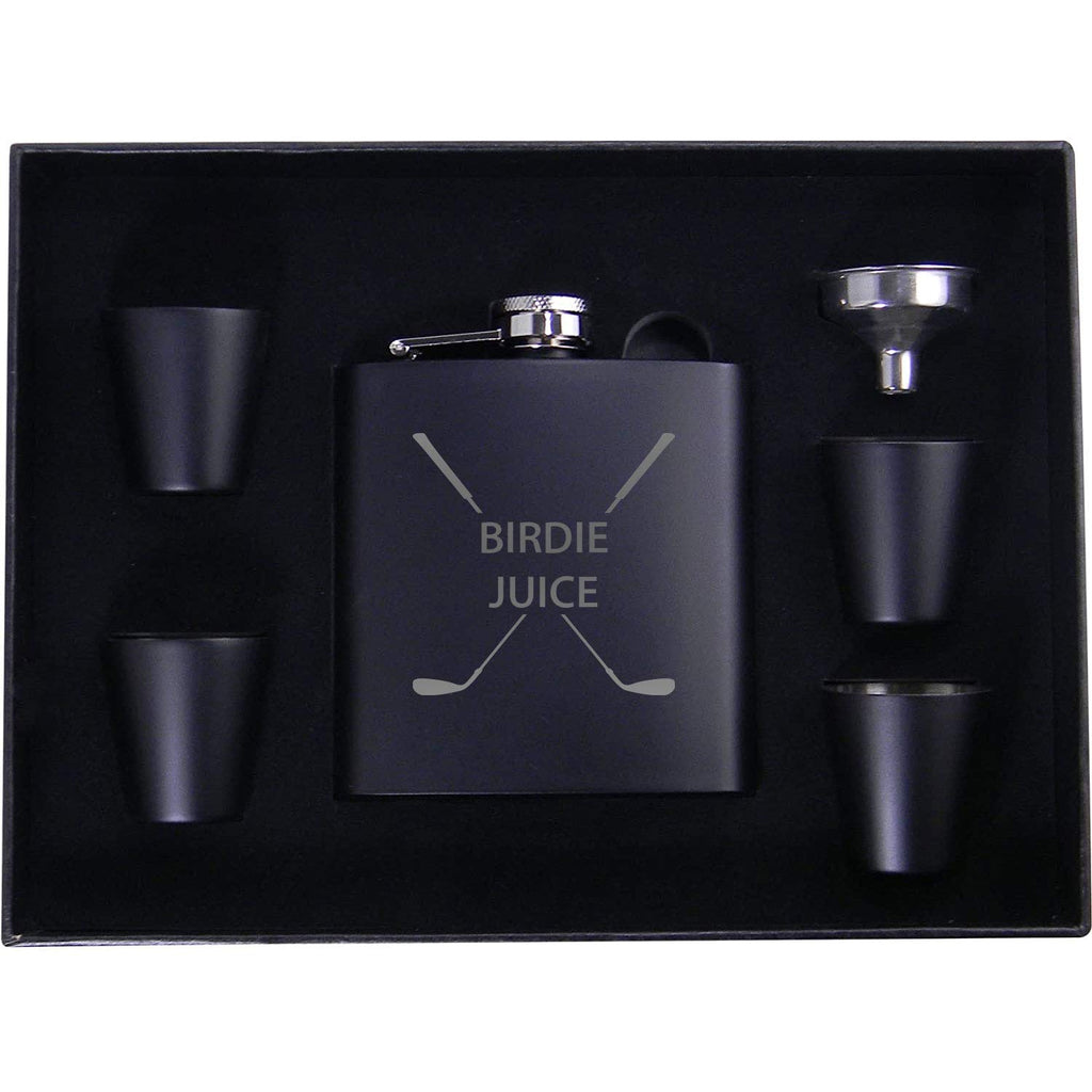 Birdie Juice Flask, Funnel, Shot Glasses, and Gift Box - Golfing Birdie Juice Hip Stainless Steel Metal Matte 6-Ounce Golf Bag Flask (Pink)