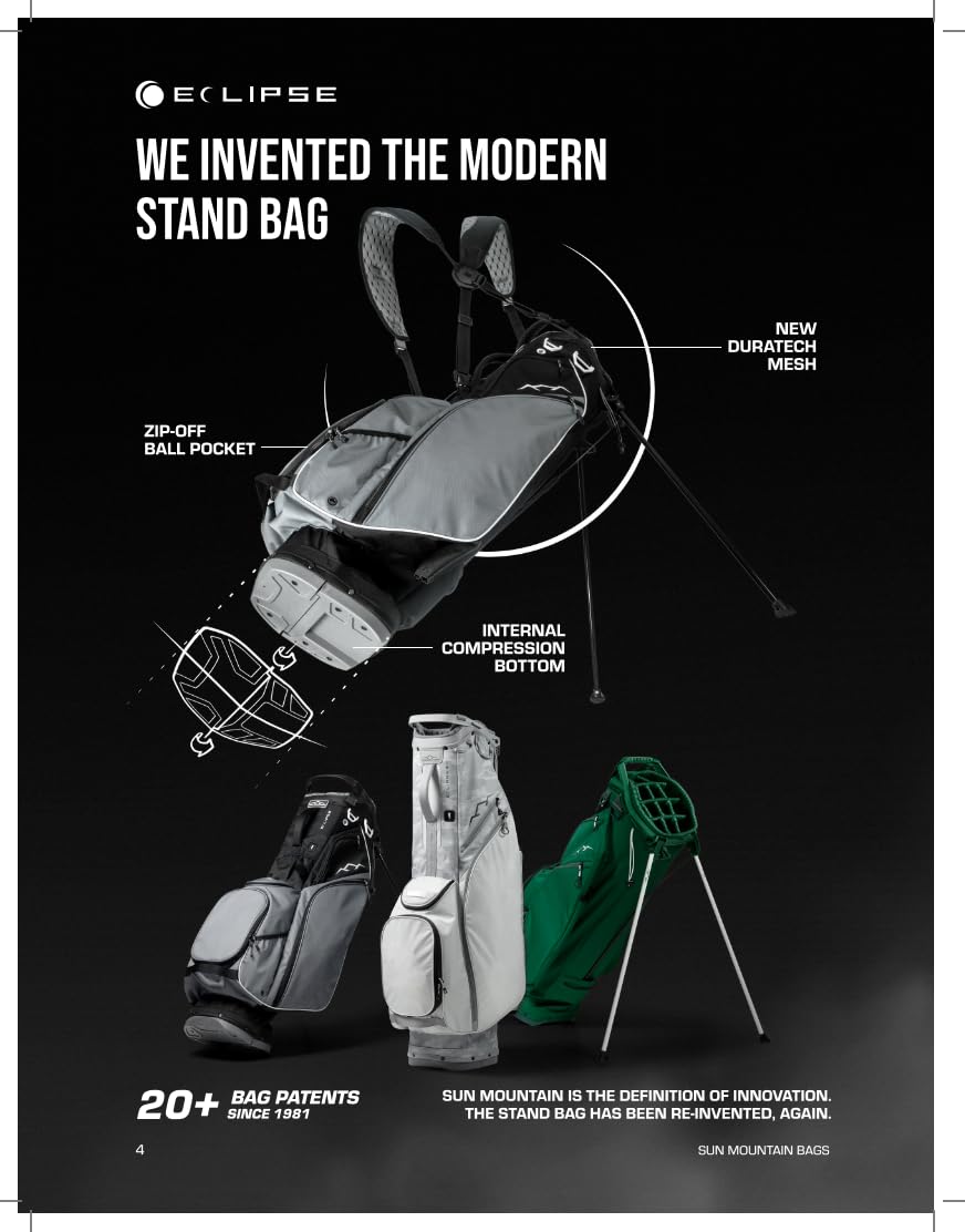 Sun Mountain Men's Eclipse 4.5 VLO Lightweight Stand Golf Bag 14-Way Top -2025 Model