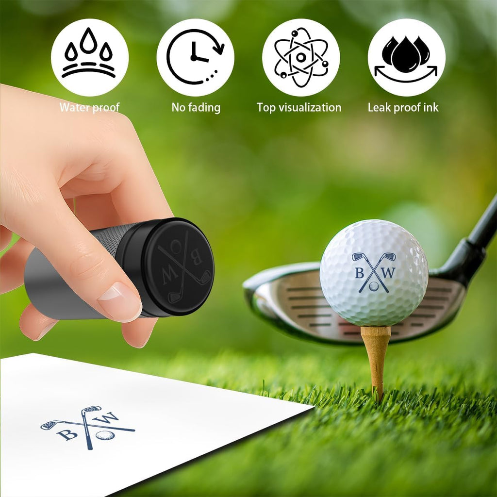 Personalized Golf Ball Stamp Marker, Custom Large 17mm Logo Stamper, Reusable Waterproof Aluminum Golf Ball Marking Tool, Unique Golf Accessories Gift for Men Golfer,Dad,Husband (Green)