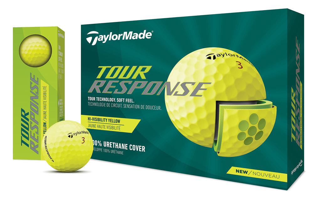TaylorMade Tour Response Golf Balls, Enhanced 360° ClearPath Alignment, Speed Wrapped Core for Distance and Feel, Pack of 12