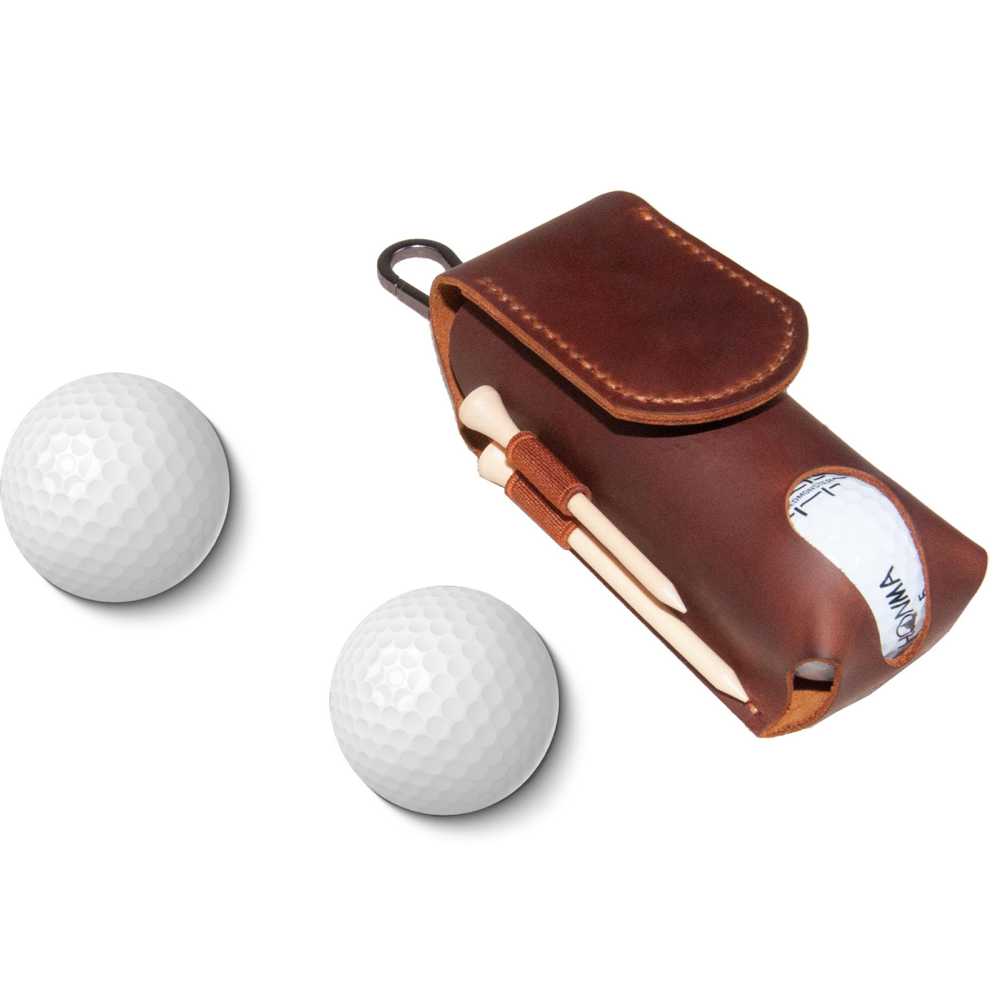 Personalized Golf Ball Bag, Custom Name Golf Bag & Tee Holder, Golf Pouch Bag Tees Holder Ball Pocket, Leather Golf Travel Bag, Christmas Gift,Great Golf Gifts (Pattern #1)