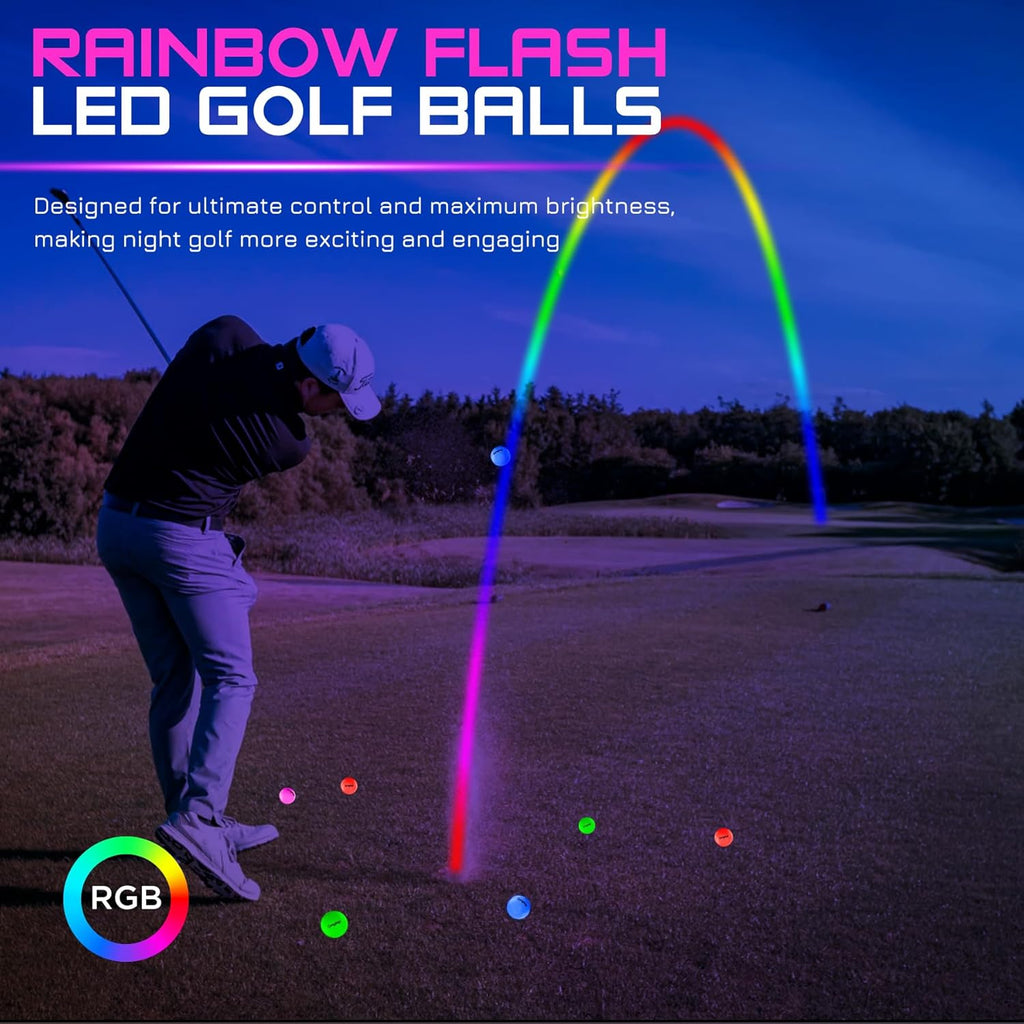 KINGTOP Upgraded Glow in The Dark Golf Balls - Super Bright Light Up LED Golf Ball - with Glow Golf Tees and Storage Bag - Fun Night Golfing Gift for Men and Women | Backyard Putting Greens
