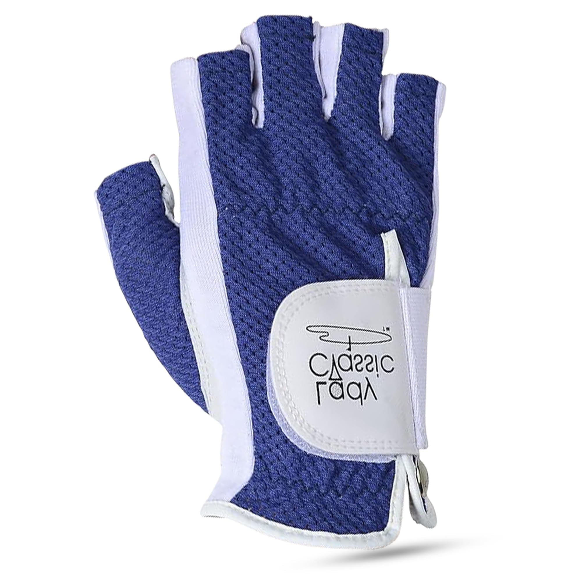 Mesh Half Golf Glove for Women – Premium Cabretta Leather Palm, Breathable Mesh Back, Half-Finger Design Ladies Golf Glove for Enhanced Grip & Comfort