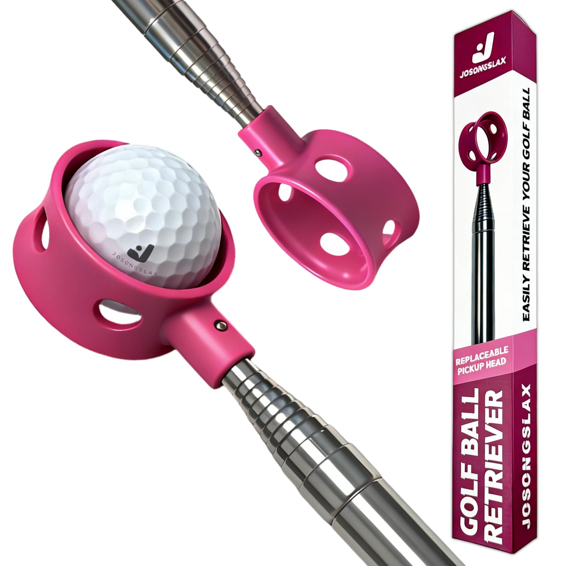 Golf Ball Retriever Telescopic for Water, GolfBall Grabber Tool, Golf Accessories Gifts for Women, Men & Golfers, Golf Balls Picker with Stainless Steel Shaft&Non-Slip Rubber Grip