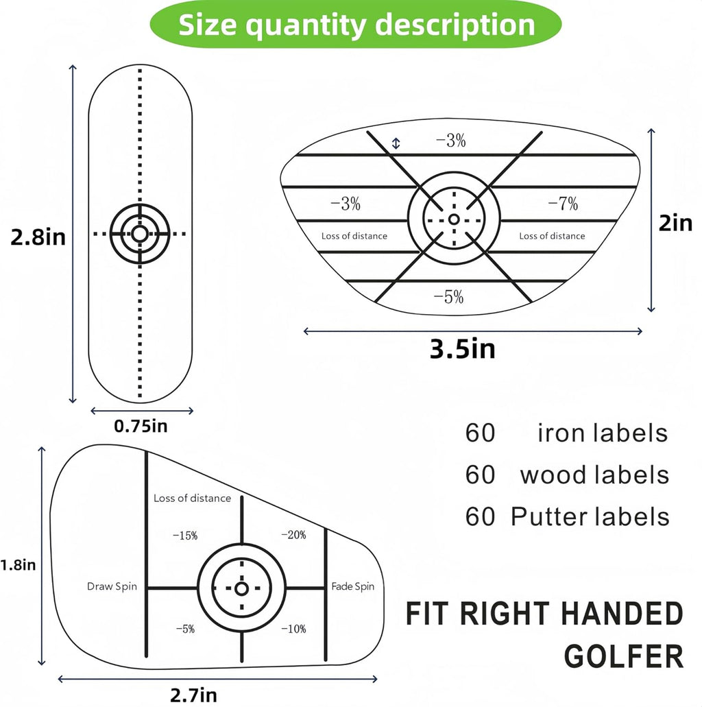 Golf Impact Tape Labels 180 PCS Golf Impact Stickers for Swing Training Improve Golf Swing Accuracy Distance Sticky Golf Pro Club Sweet Spot Consistency Analysis