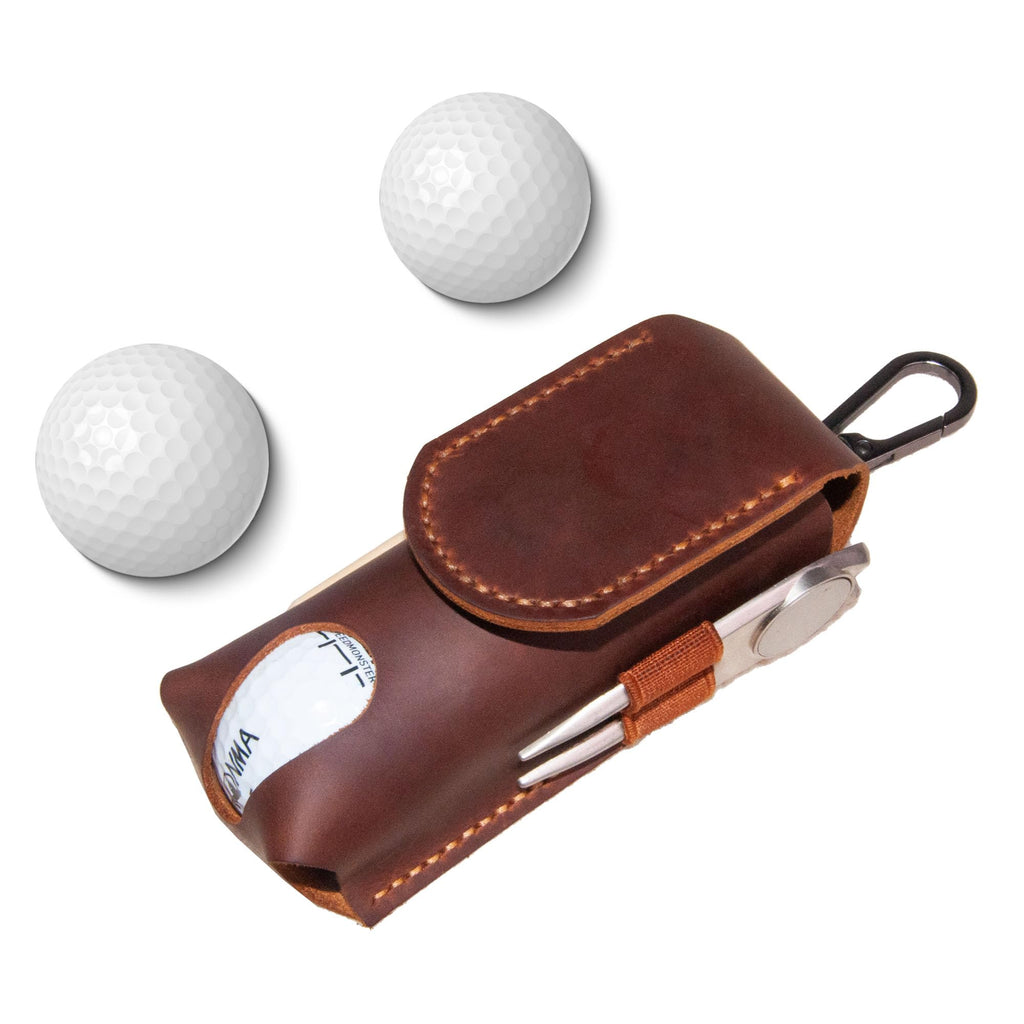 Personalized Golf Ball Bag, Custom Name Golf Bag & Tee Holder, Golf Pouch Bag Tees Holder Ball Pocket, Leather Golf Travel Bag, Christmas Gift,Great Golf Gifts (Pattern #1)
