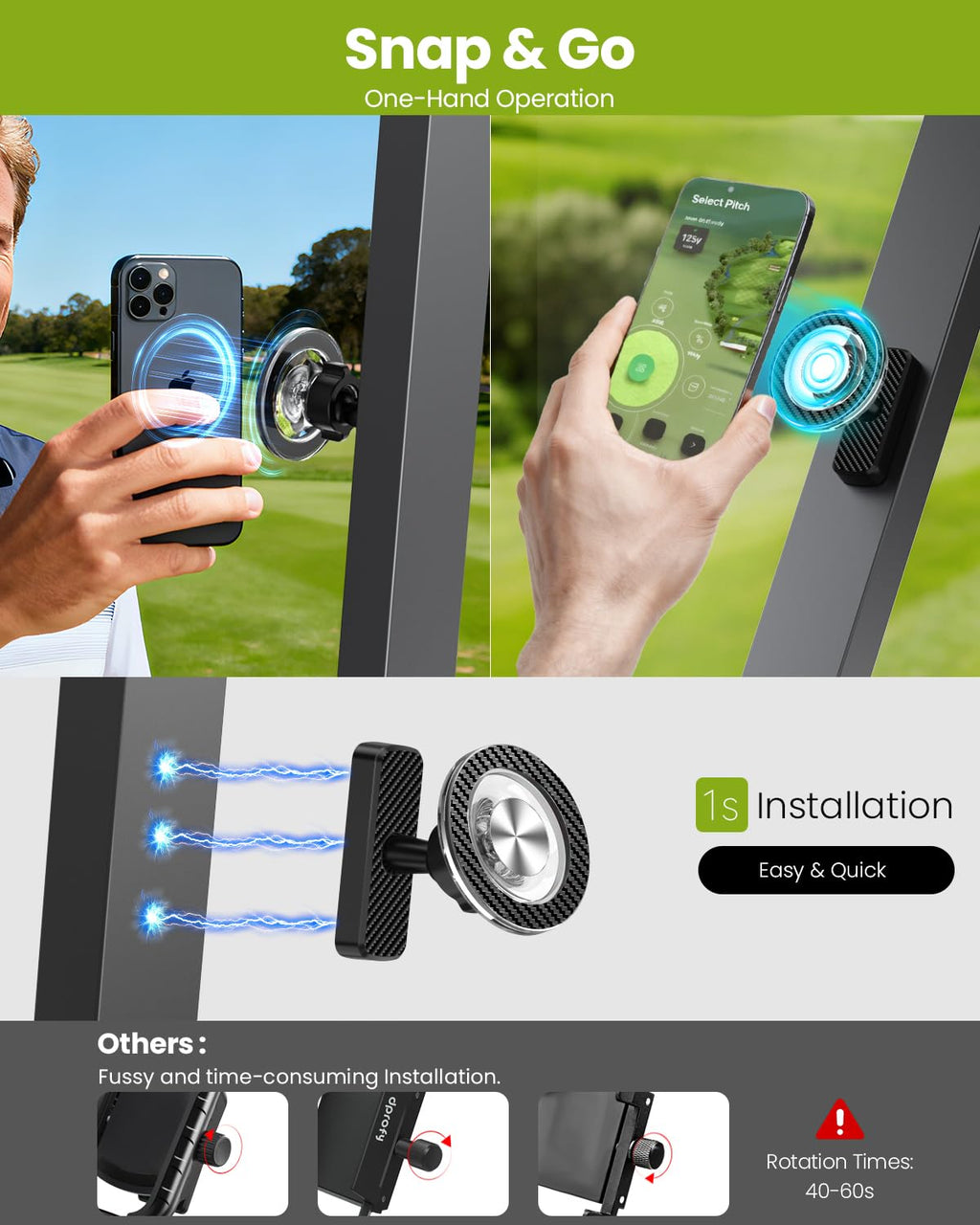 Magnetic Golf Cart Phone Holder, Golf Accessories Gifts for Men Dad Husband Unique, 360° Rotation Phone Mount for Golf Cart, Birthday Golf Gifts for Men Him Boyfriend, Golfers Must Haves Gadgets 2026