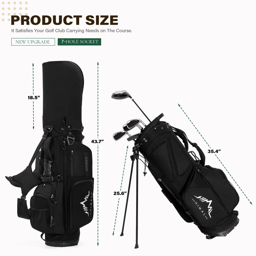 Golf Stand Bag with 7 Way Top Dividers, Lightweight Golf Bags for Men Women with Multiple Pockets, Dual Straps