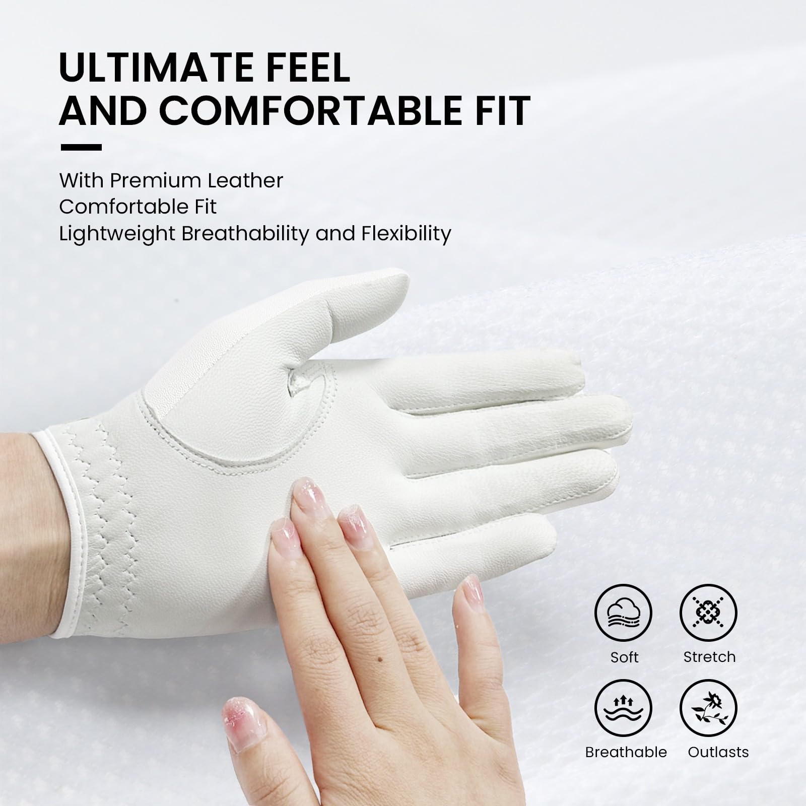 Golf Gloves Women Leather with Ball Marker 3 Pack, Left Hand Right Stylish Pink All Weather Grip Breathable Glove, Fit Sizes Small Medium Large for Womens Ladies