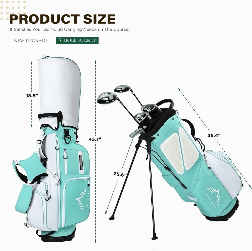 Golf Stand Bag with 7 Way Top Dividers, Lightweight Golf Bags for Men Women with Multiple Pockets, Dual Straps