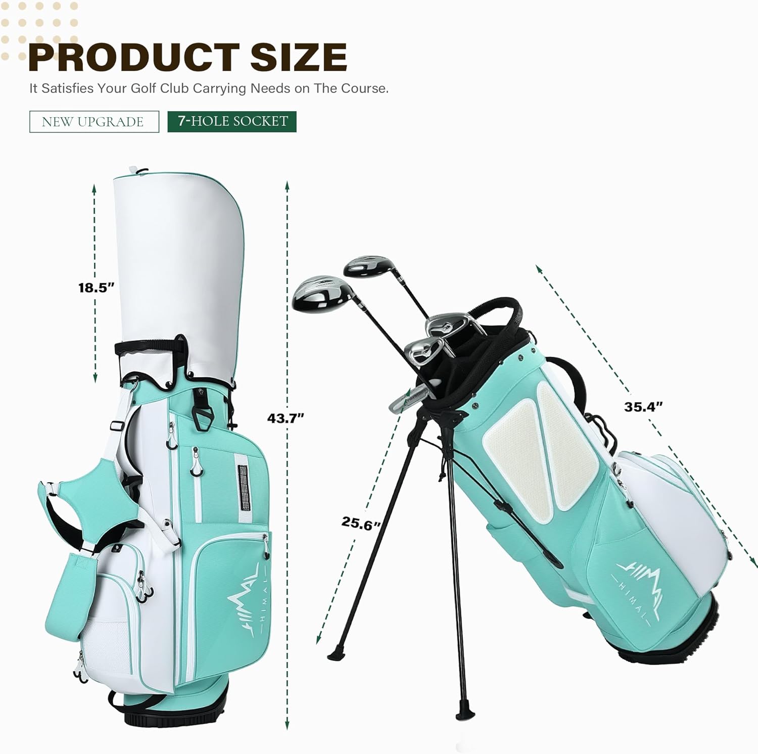 Golf Stand Bag with 7 Way Top Dividers, Lightweight Golf Bags for Men Women with Multiple Pockets, Dual Straps