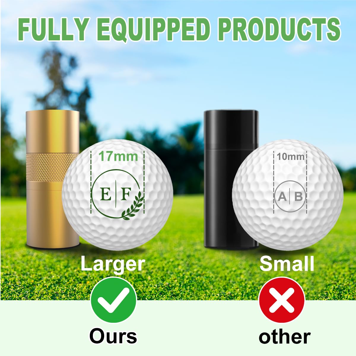 Personalized Golf Ball Stamp Marker, Custom Large 17mm Logo Stamper, Reusable Waterproof Aluminum Golf Ball Marking Tool, Unique Golf Accessories Gift for Men Golfer,Dad,Husband (Green)