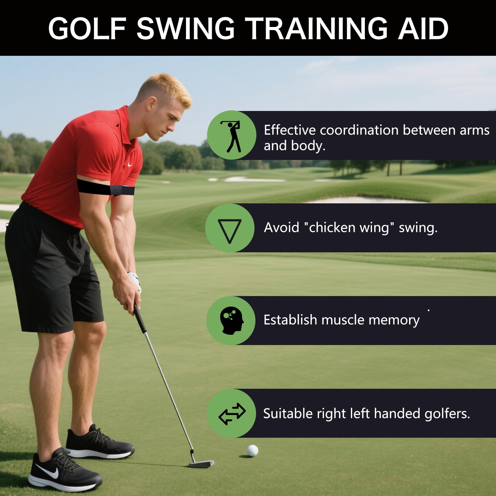 Golf Swing Trainer Aid, Golf Arm Band Training Aid, Golf Swing Band, Golf Connection Band, Golf Training Aid, Connection Band Golf, Swing Correcting Arm Band
