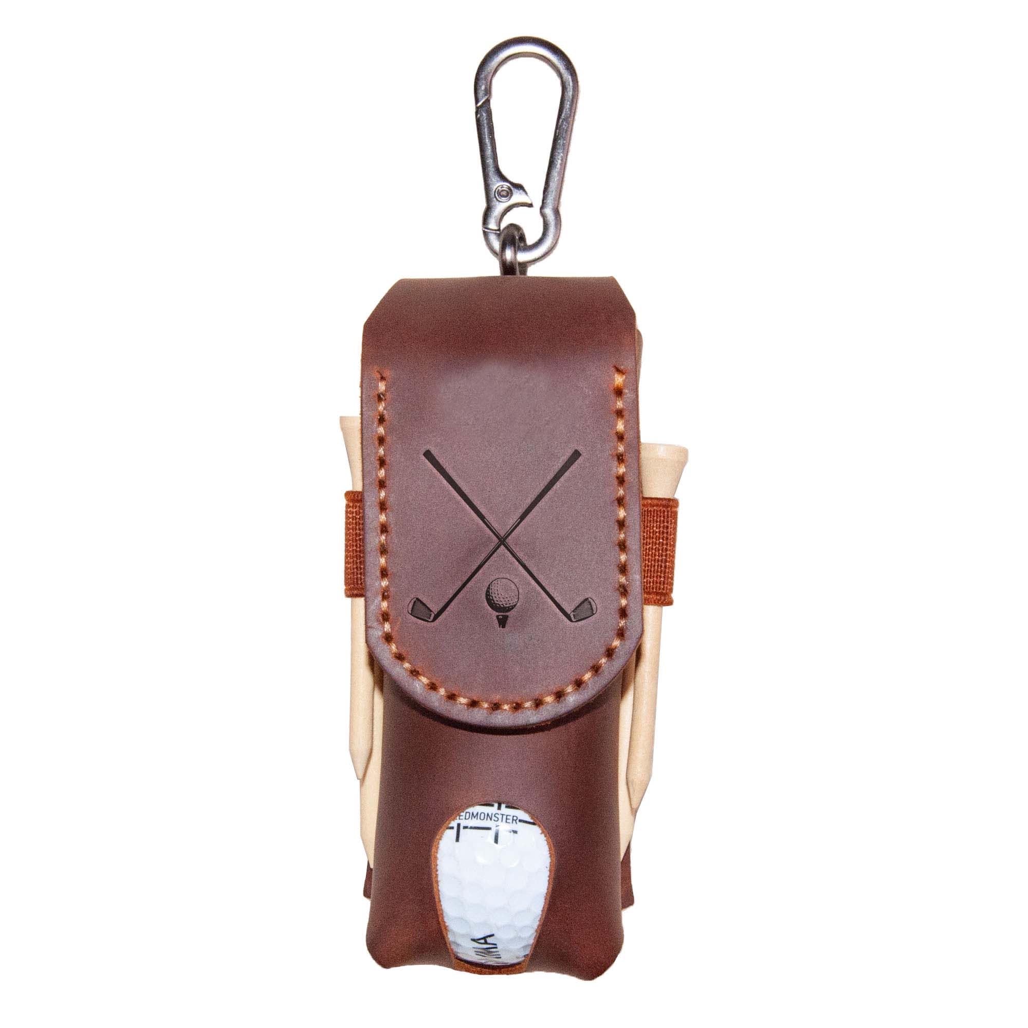 Personalized Golf Ball Bag, Custom Name Golf Bag & Tee Holder, Golf Pouch Bag Tees Holder Ball Pocket, Leather Golf Travel Bag, Christmas Gift,Great Golf Gifts (Pattern #1)