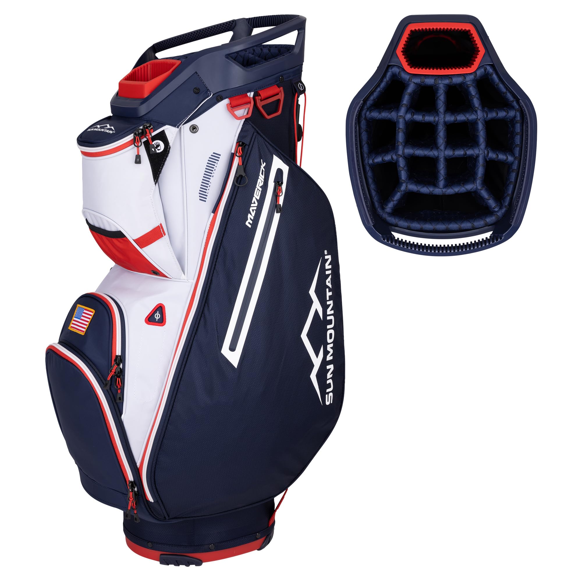 Sun Mountain 2025 Maverick 14 Way Divider Golf Bag with 9 Spacious Pockets - Lightweight Golf Bag for Men and Women with Ergonomic Shoulder Straps Ideal for Both Carts and Walking