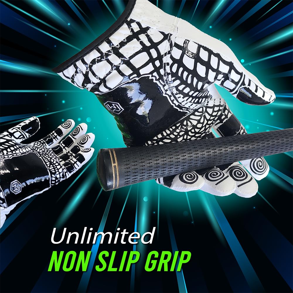 MONKEY GRIP Golf Glove Premium Synthetic Nonslip Spider Grip Tacky All Weather Slice Killer No Twist Left Hand