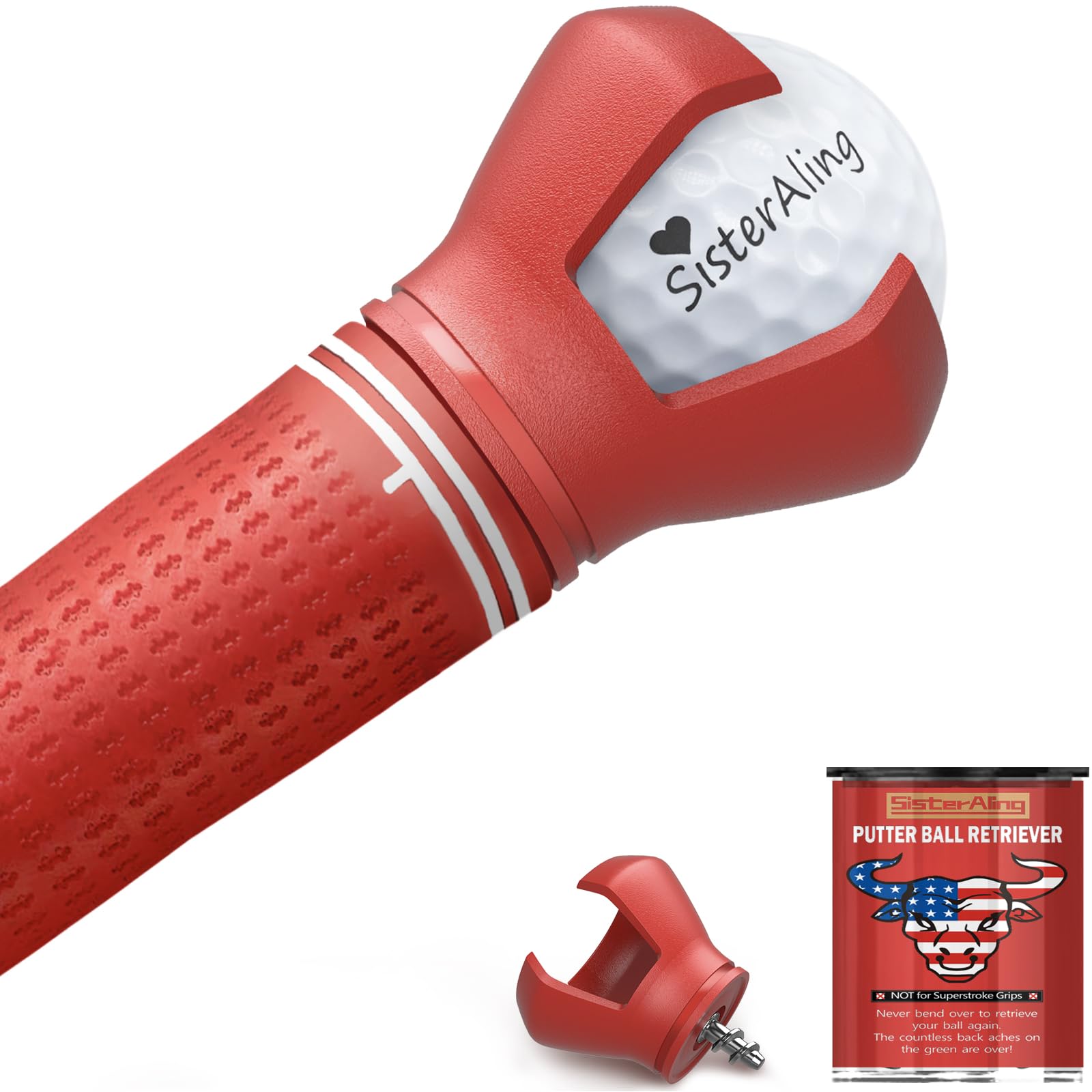 3-Prong Golf Ball Retriever Grabber Pick Up,Back Saver Claw Put On Putter Grip,Suction Cup Ball Grabber,Sucker for Golf Screws Tool