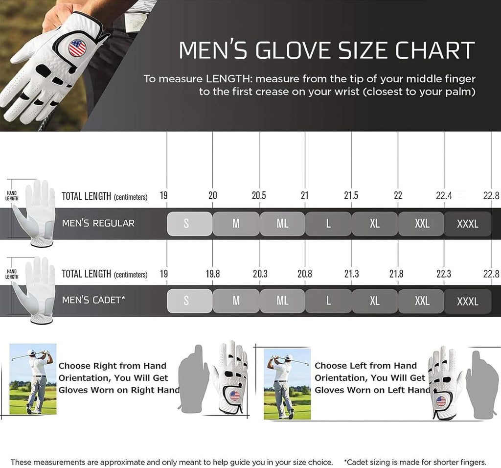 Amy Sport Golf Gloves Men Left Hand Right Handed Golfer 3 Pack with Ball Marker Soft Leather Weathersof Grip Mens Glove Size S M ML L XL XXL 3XL