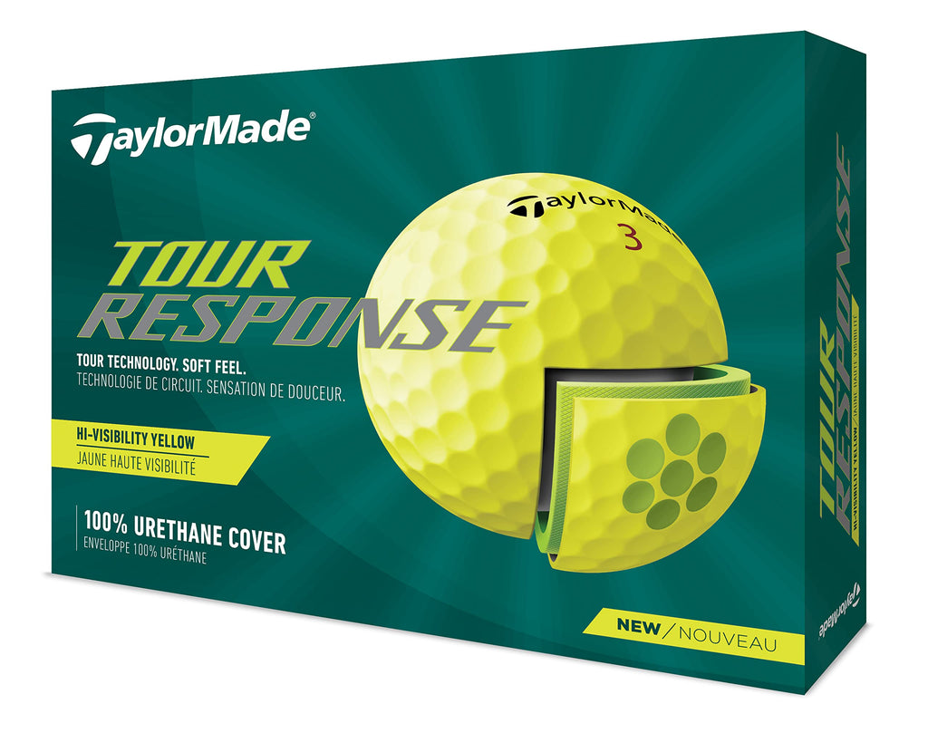 TaylorMade Tour Response Golf Balls, Enhanced 360° ClearPath Alignment, Speed Wrapped Core for Distance and Feel, Pack of 12