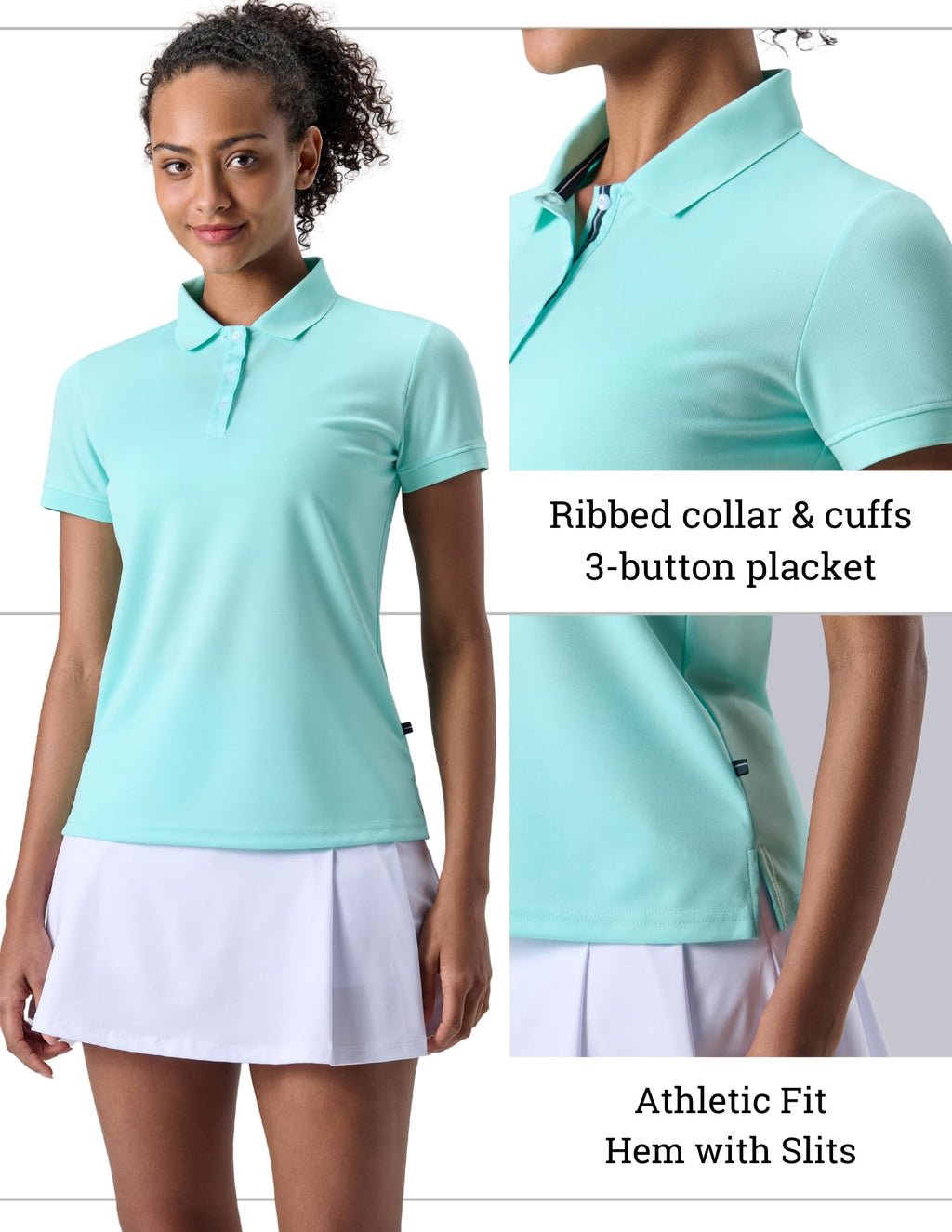 3 Pack Women's Athletic Dry Fit Polo Shirts, Wicking Short Sleeve Collared Golf T Shirt Tennis Tops
