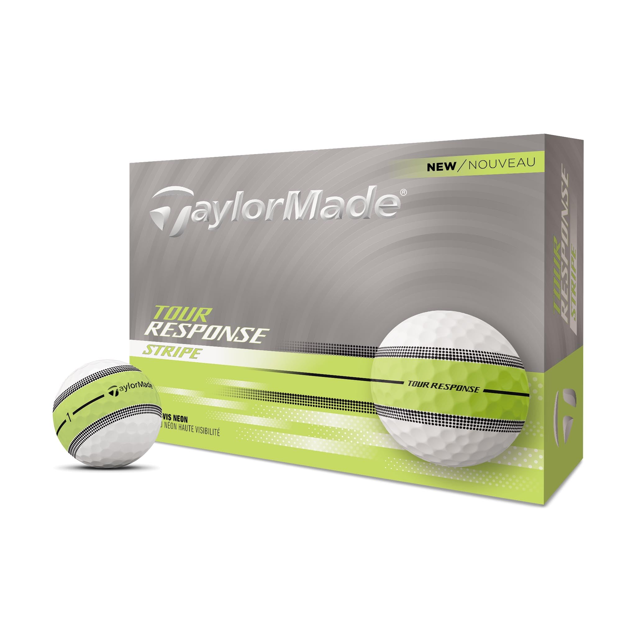 TaylorMade Tour Response Golf Balls, Enhanced 360° ClearPath Alignment, Speed Wrapped Core for Distance and Feel, Pack of 12