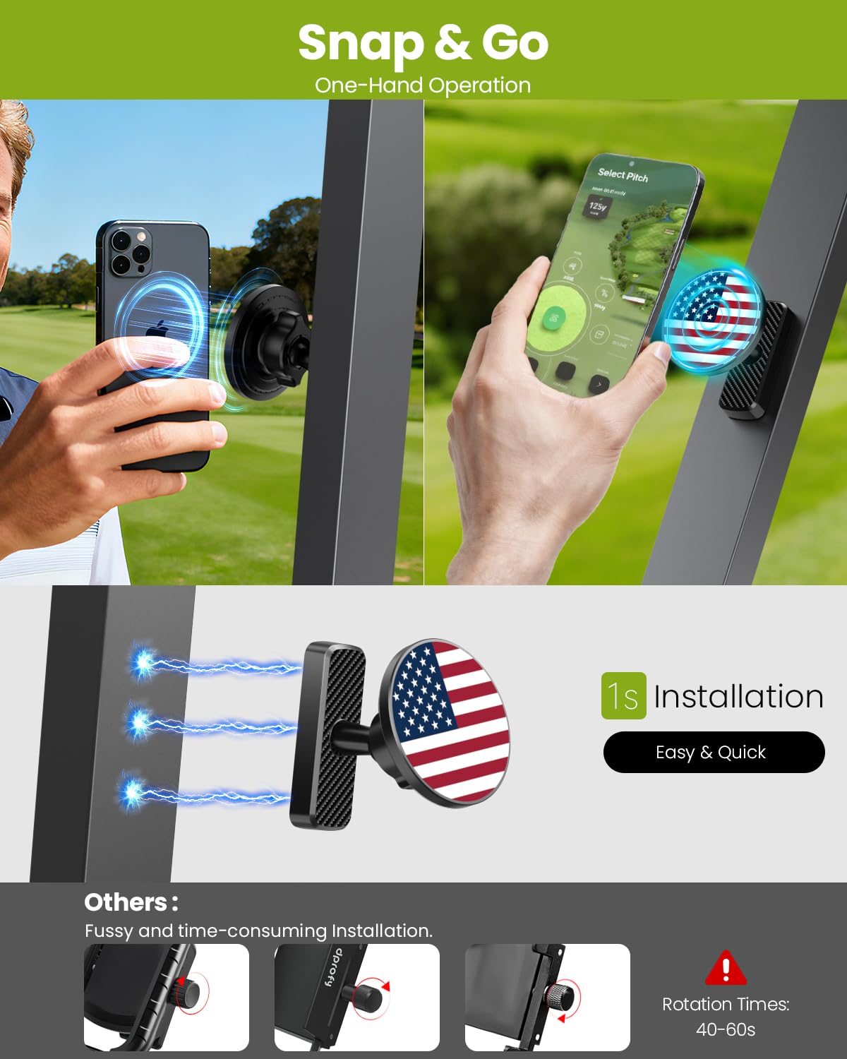 Magnetic Golf Cart Phone Holder, Golf Accessories Gifts for Men Dad Husband Unique, 360° Rotation Phone Mount for Golf Cart, Birthday Golf Gifts for Men Him Boyfriend, Golfers Must Haves Gadgets 2026