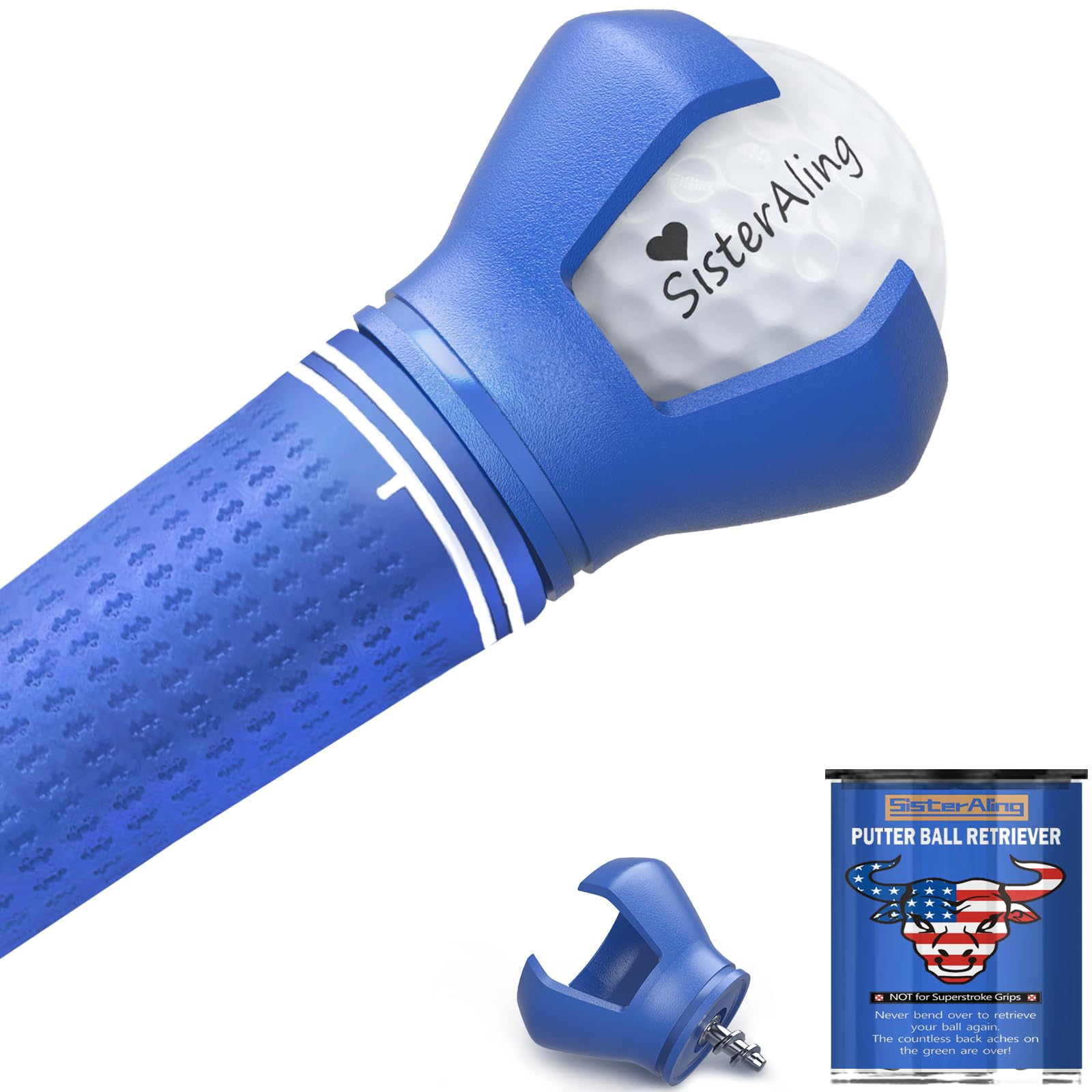 3-Prong Golf Ball Retriever Grabber Pick Up,Back Saver Claw Put On Putter Grip,Suction Cup Ball Grabber,Sucker for Golf Screws Tool