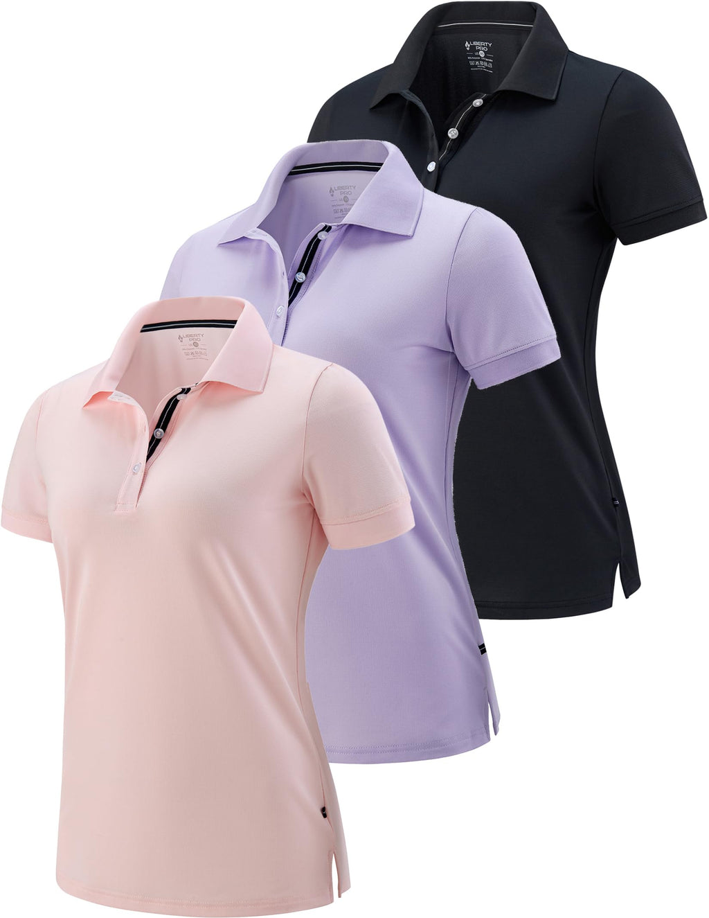 3 Pack Women's Athletic Dry Fit Polo Shirts, Wicking Short Sleeve Collared Golf T Shirt Tennis Tops