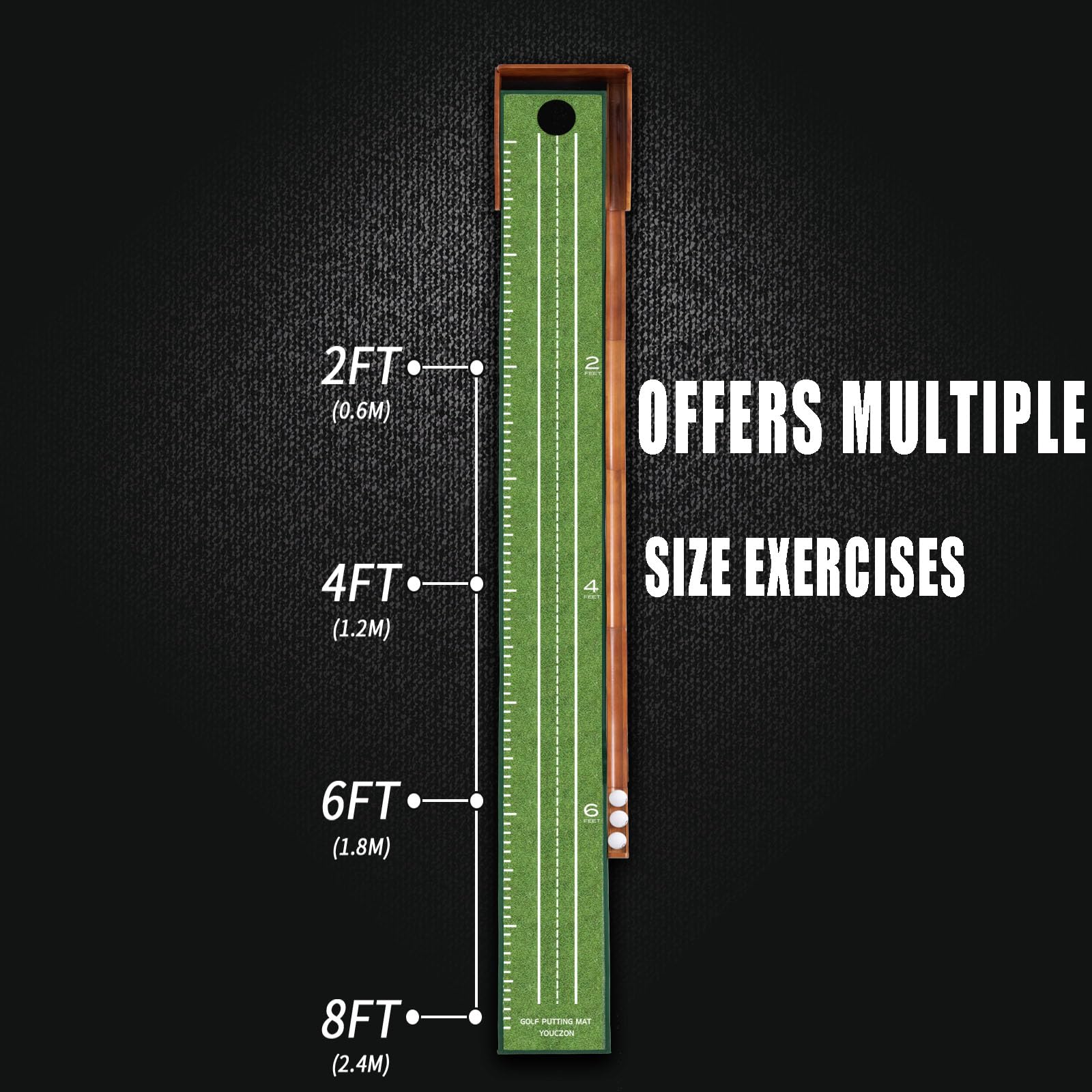 Putting Green Indoor,Golf Putting Mat with Auto Ball Return,Premium Crystal Velvet Surface, Practice Putting mat, Perfect Training Aid & Gift for Golf Lovers Christmas