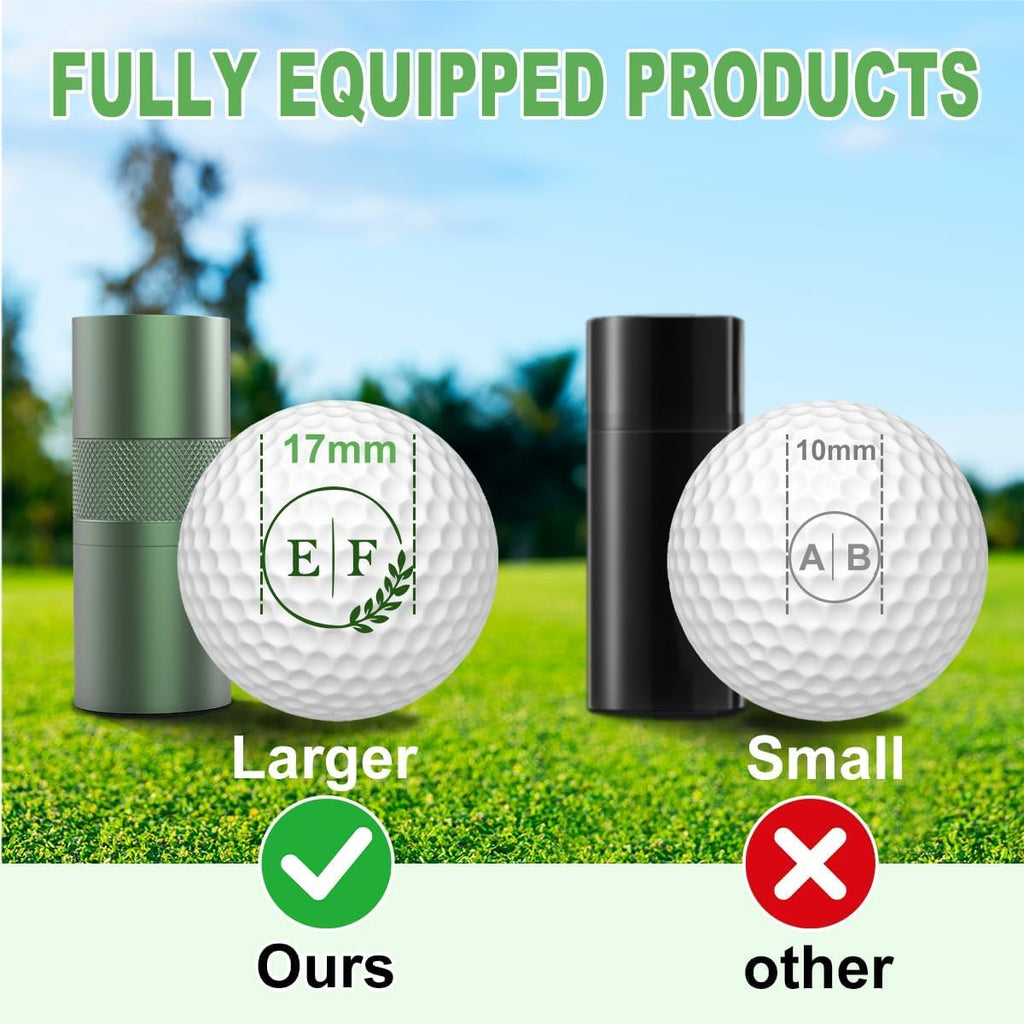 Personalized Golf Ball Stamp Marker, Custom Large 17mm Logo Stamper, Reusable Waterproof Aluminum Golf Ball Marking Tool, Unique Golf Accessories Gift for Men Golfer,Dad,Husband (Green)