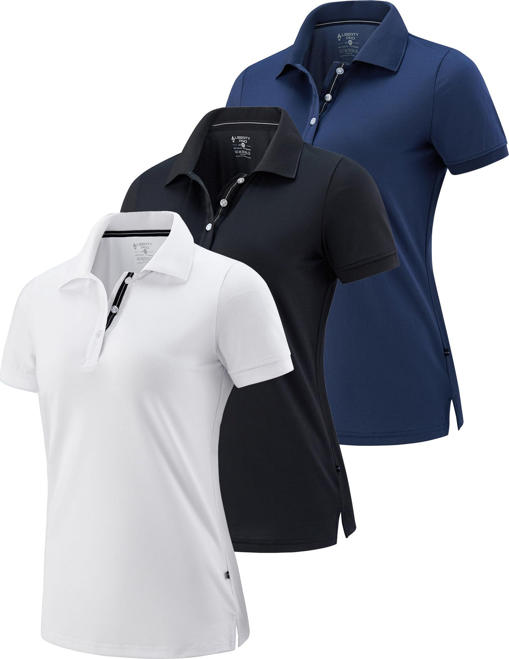 3 Pack Women's Athletic Dry Fit Polo Shirts, Wicking Short Sleeve Collared Golf T Shirt Tennis Tops