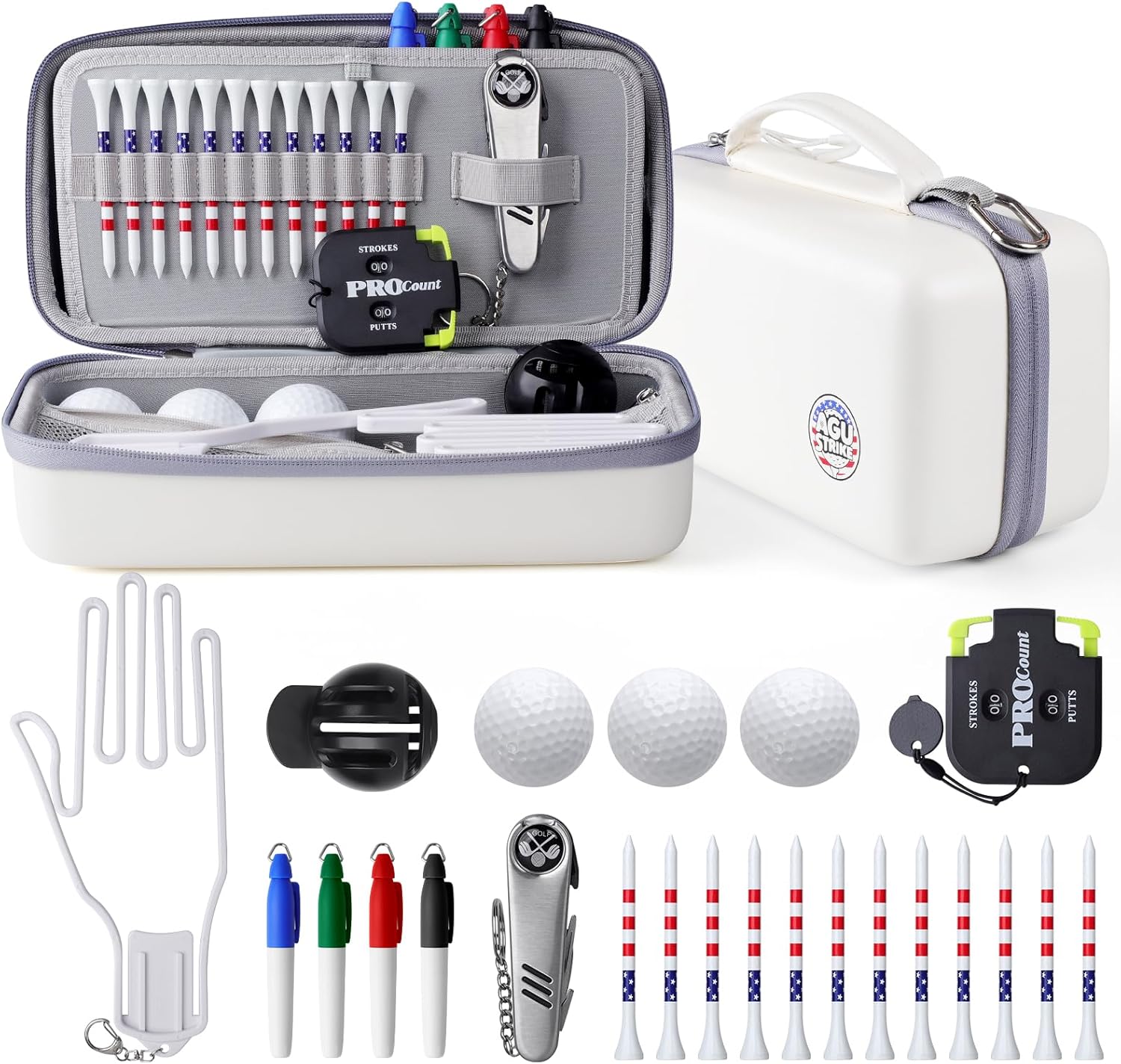 Golf Gifts for Golfers Men Women, 23Pcs Golf Accessories Kit Must Have Golf Balls Golf Tees Glove Holder Golf Ball Liner Pen Divot Repair Tool Score Counter, DIY Gift for Christmas Day Birthday