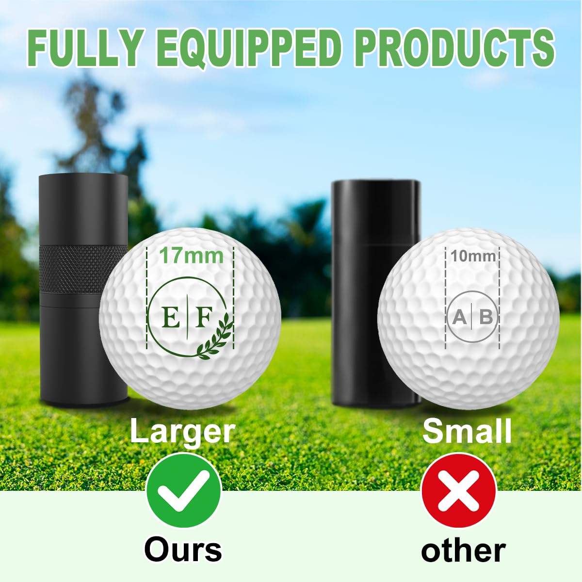 Personalized Golf Ball Stamp Marker, Custom Large 17mm Logo Stamper, Reusable Waterproof Aluminum Golf Ball Marking Tool, Unique Golf Accessories Gift for Men Golfer,Dad,Husband (Green)