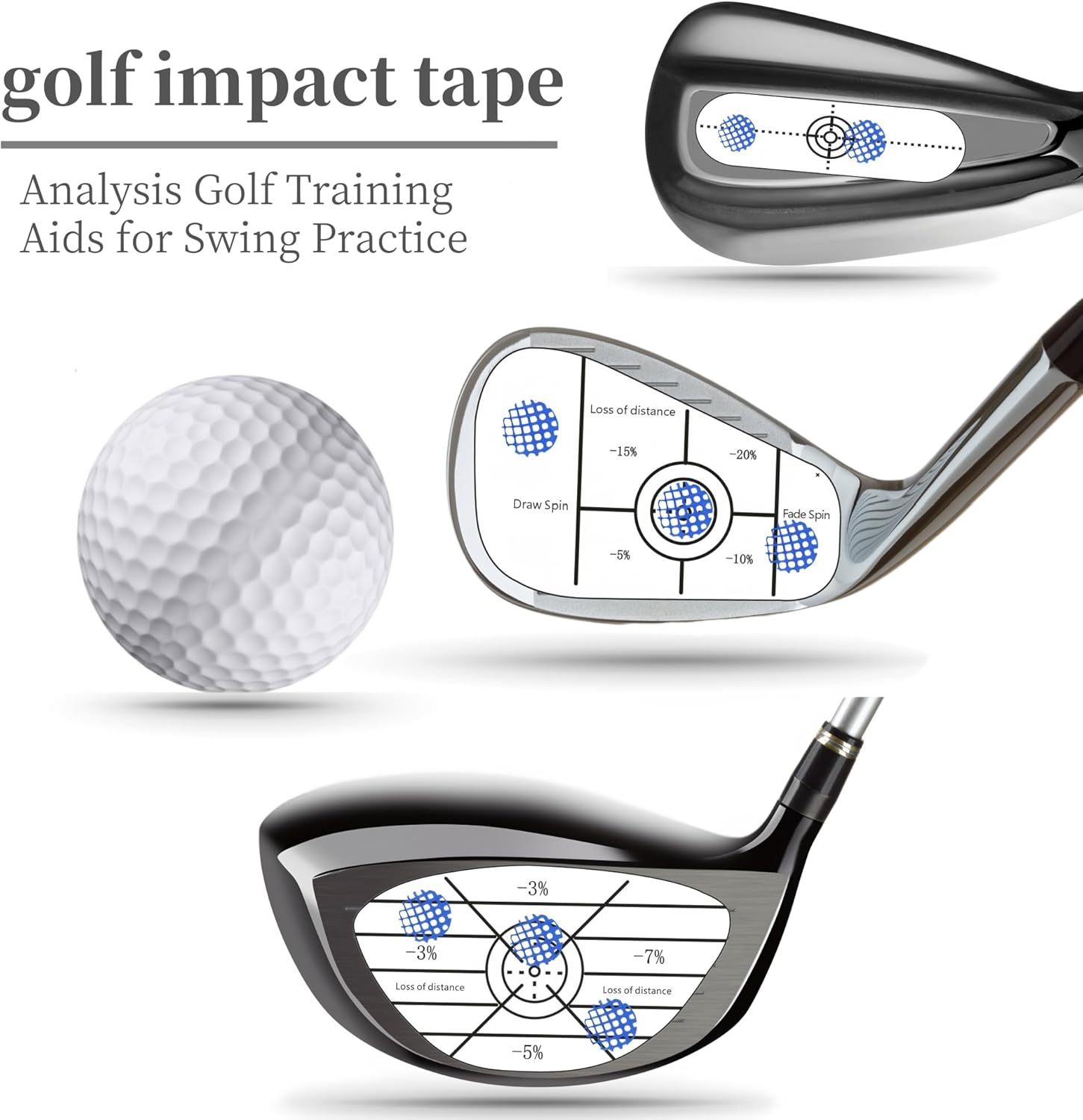 Golf Impact Tape Labels 180 PCS Golf Impact Stickers for Swing Training Improve Golf Swing Accuracy Distance Sticky Golf Pro Club Sweet Spot Consistency Analysis